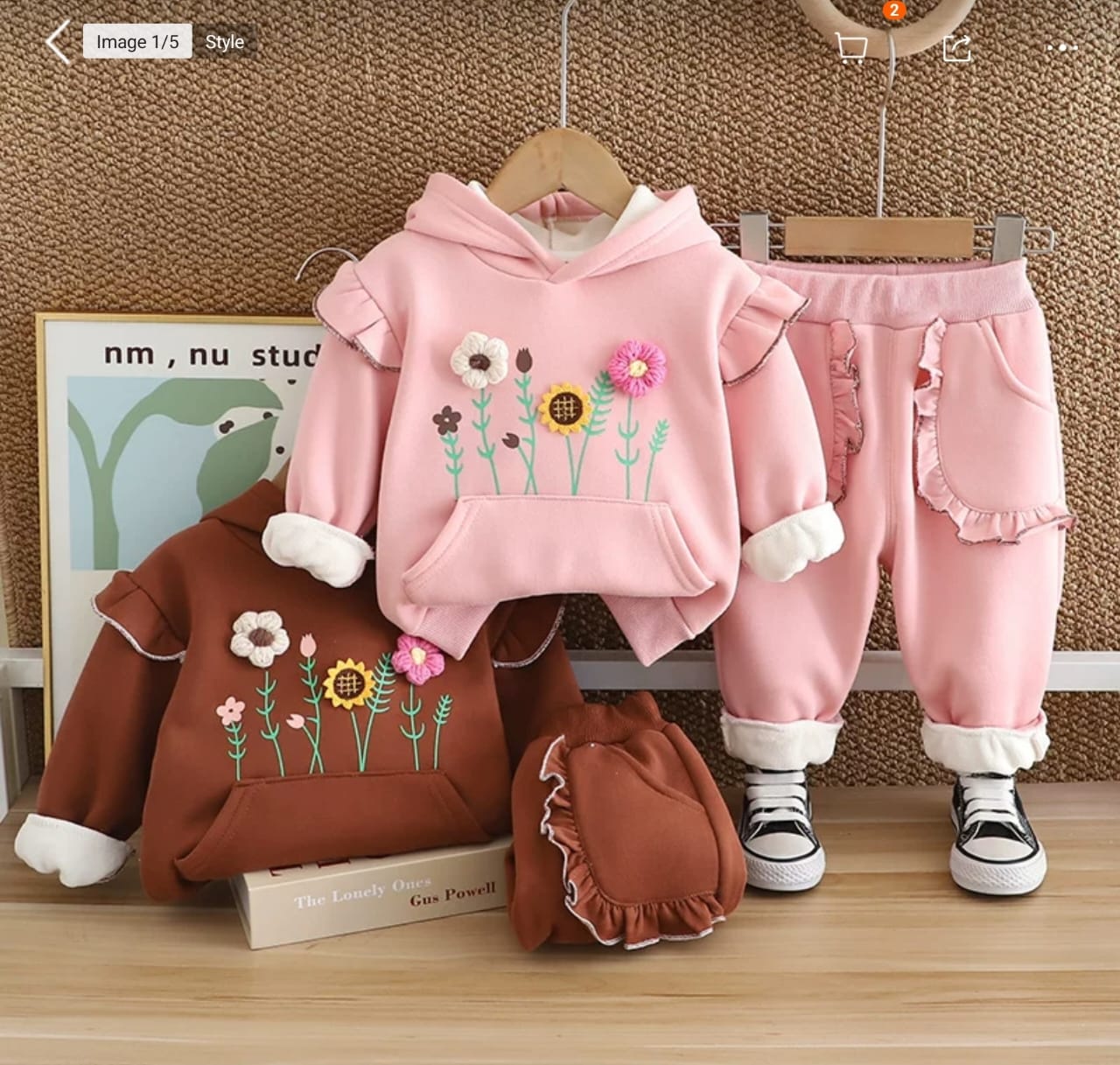 Girls’ Floral Hooded Sweatshirt and Pants Set