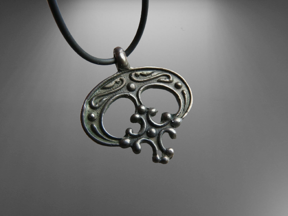 Viking Lunar Pendant with Cross – 10th Century Silver Amulet | Algiz-Rune Art