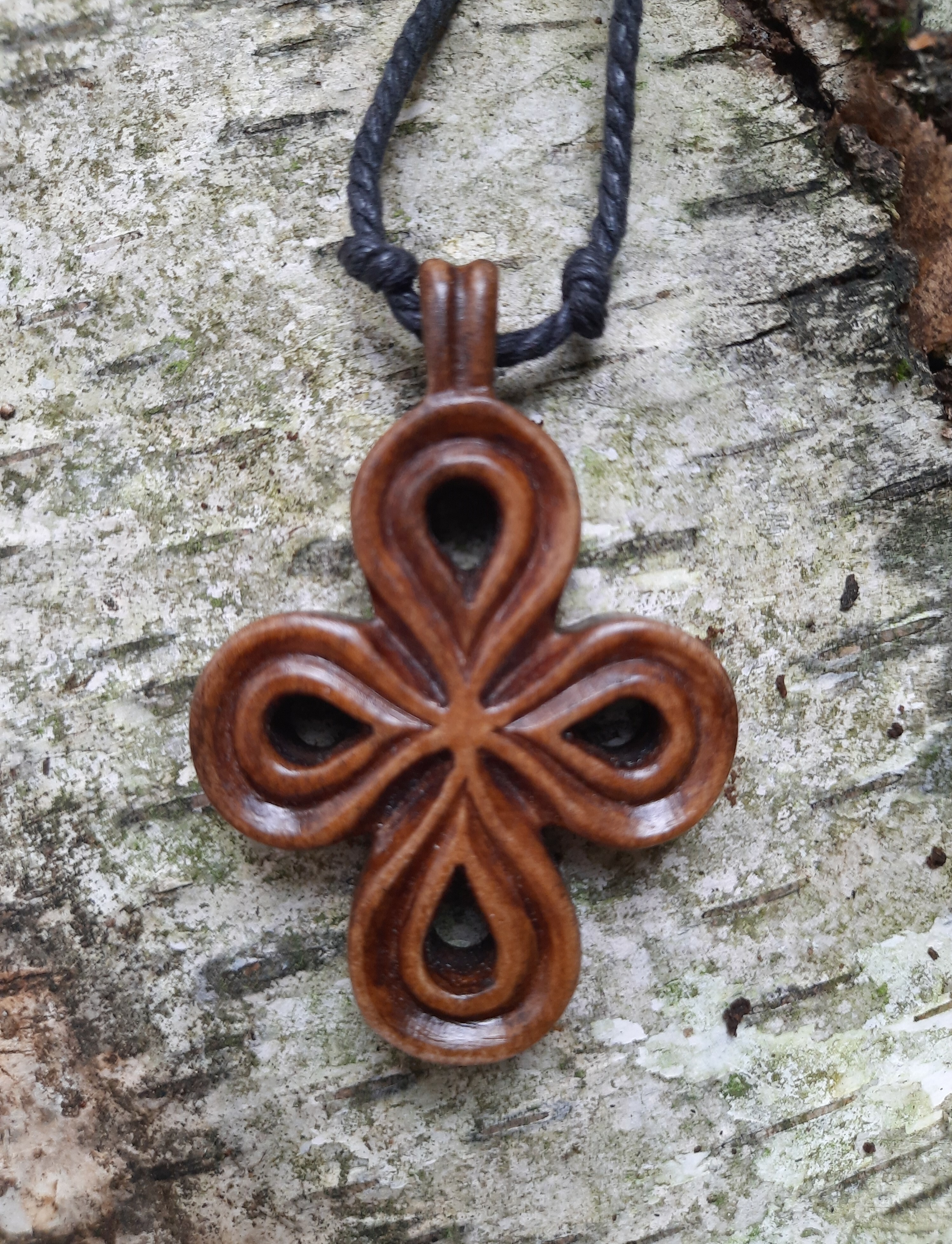 Scandinavian Interlaced "Knot" Cross Pendant (Infinity Cross), Hand-Carved, Moose Antlers