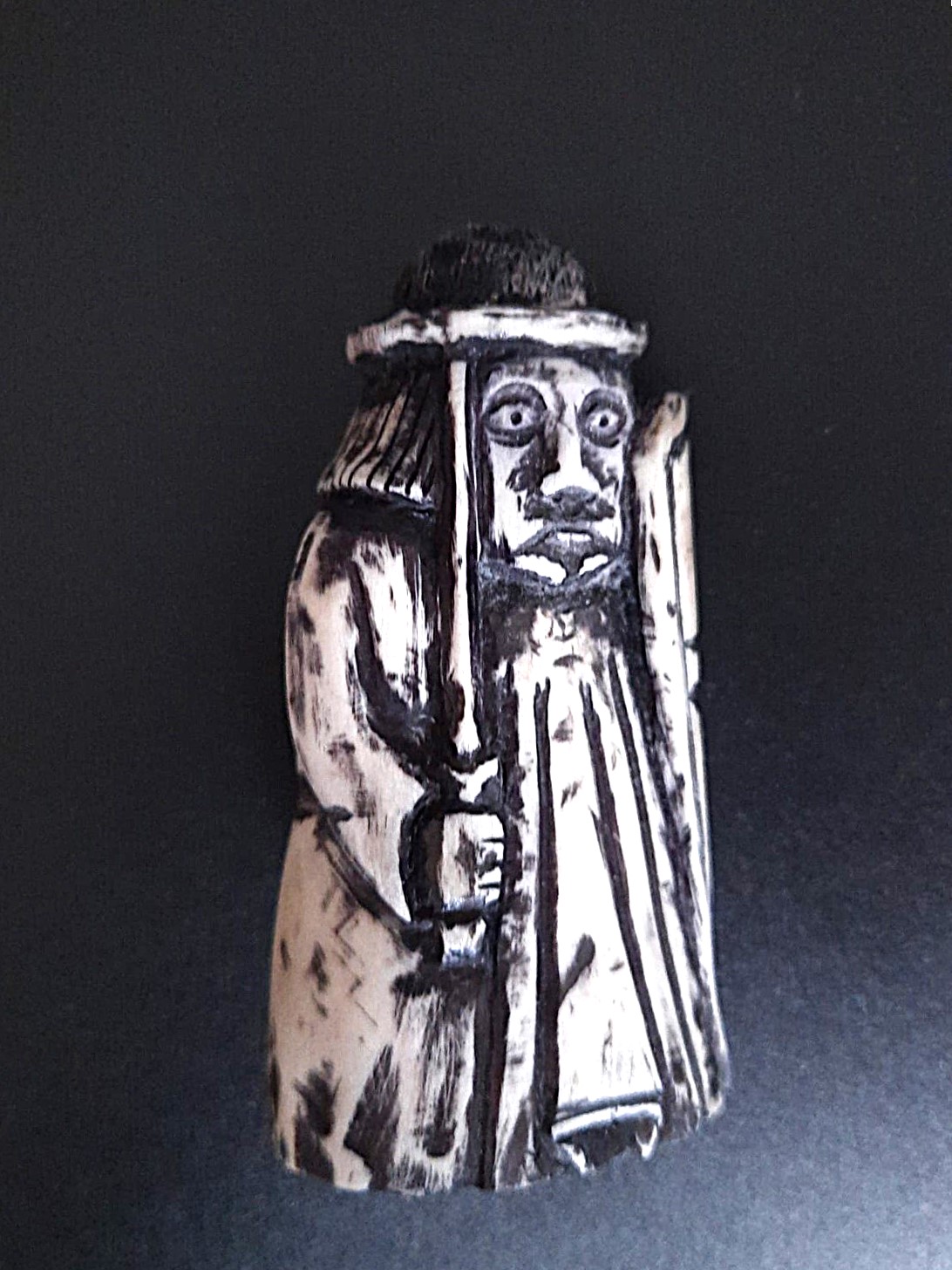 Hand-Carved Lewis Chessmen Rook – Viking Warrior with Sword and Shield