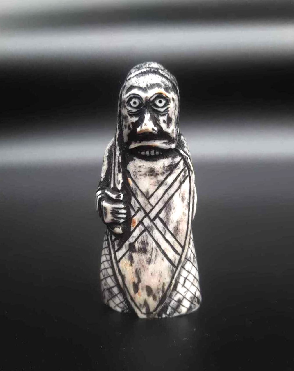 Lewis Chessmen Rook – Berserker Figurine | Museum-Quality Handmade Replica in Moose Antler