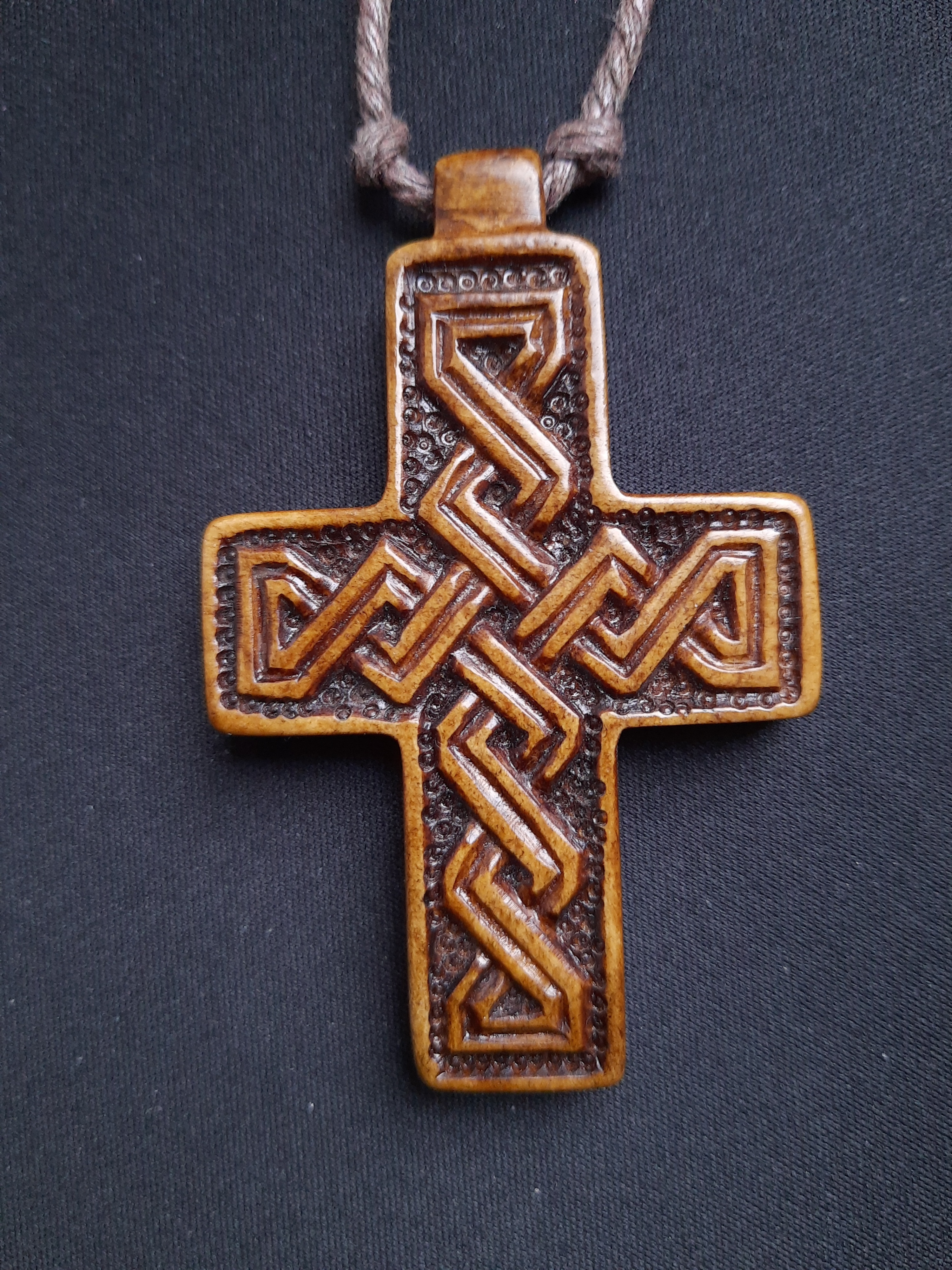 Viking / Celtic Interlaced "Knot" Cross Pendant (Infinity Cross) Hand-Carved from Moose Antlers