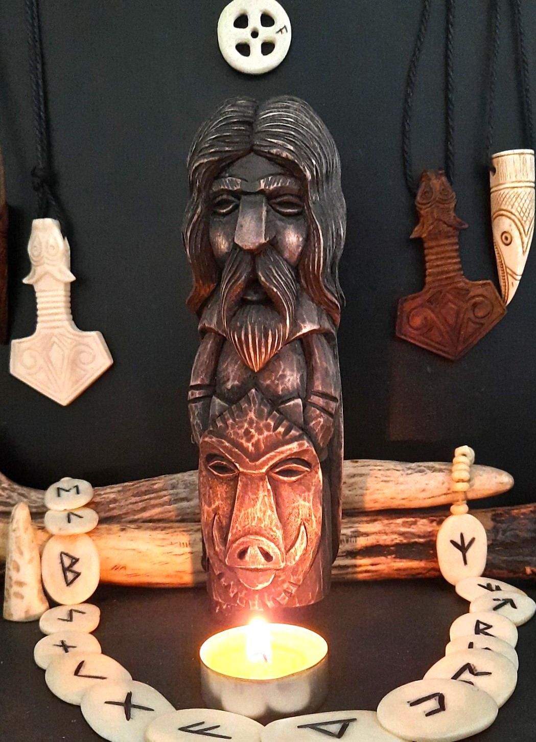 Freyr – Germanic God of Fertility, Peace, and Prosperity | Hand-Carved Wooden Pagan Idol