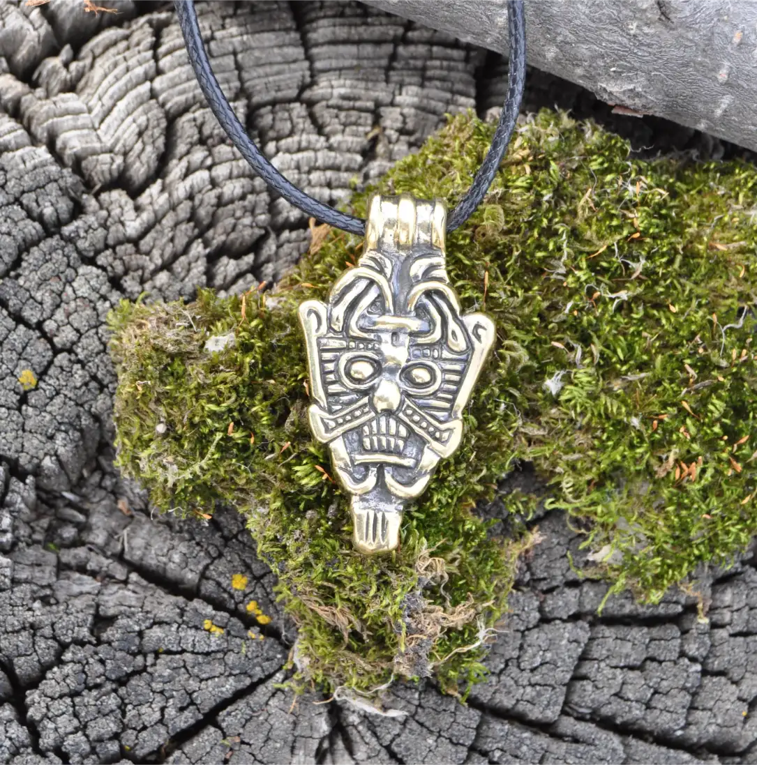 Odin Amulet – Viking Warrior Pendant in Brass from Battlefields | Algiz-Rune Art