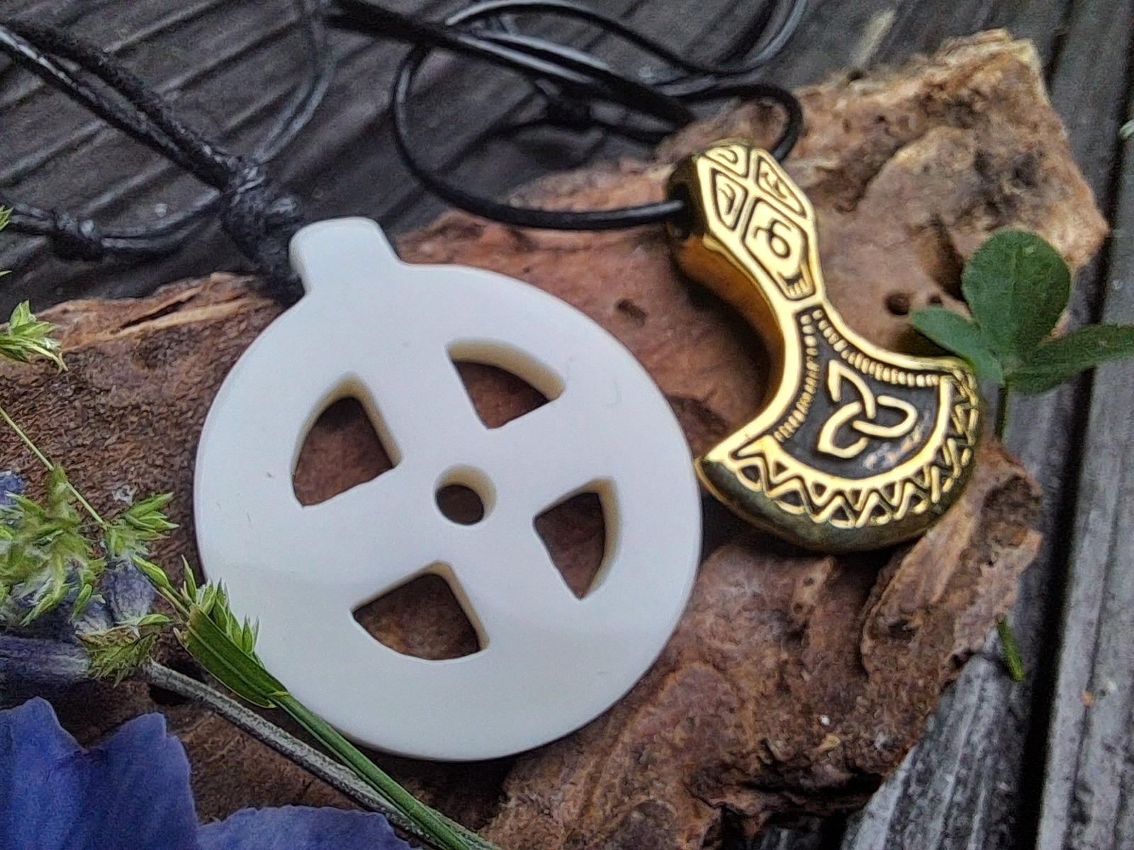 Handmade Mjolnir & Runic Solar Amulet