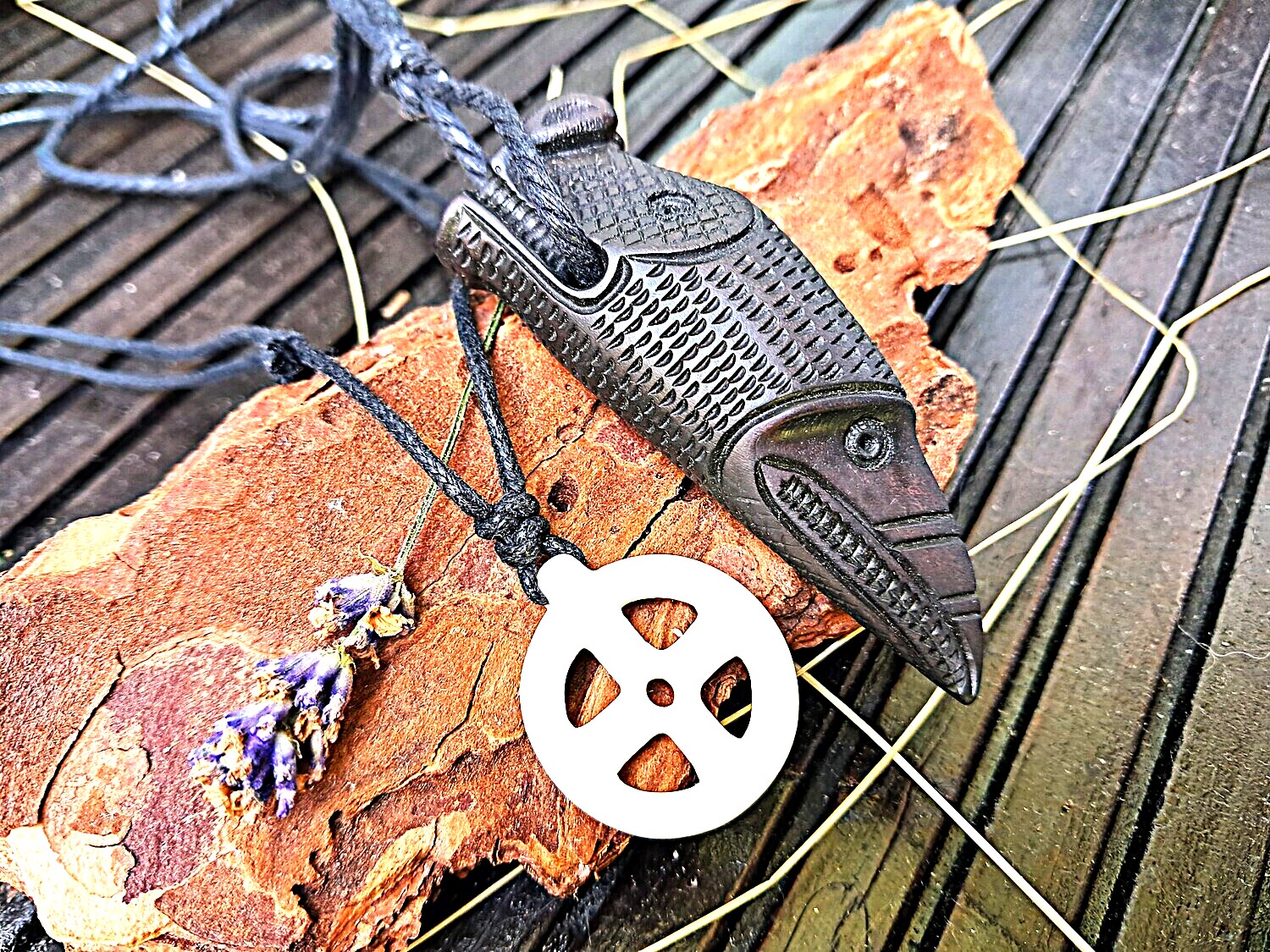 ​Yule Season Special Offer: Odin Raven / Dragon Pendant & Pagan Cross – Hand-Carved from Moose Antlers