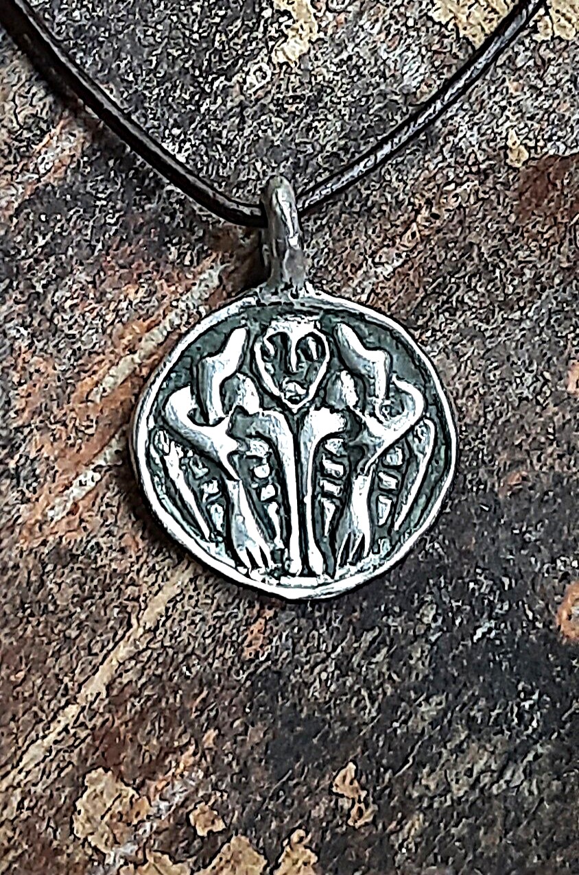 Odin Gripping Ravens Huginn & Muninn, Viking Amulet in Silver, Hand Forged