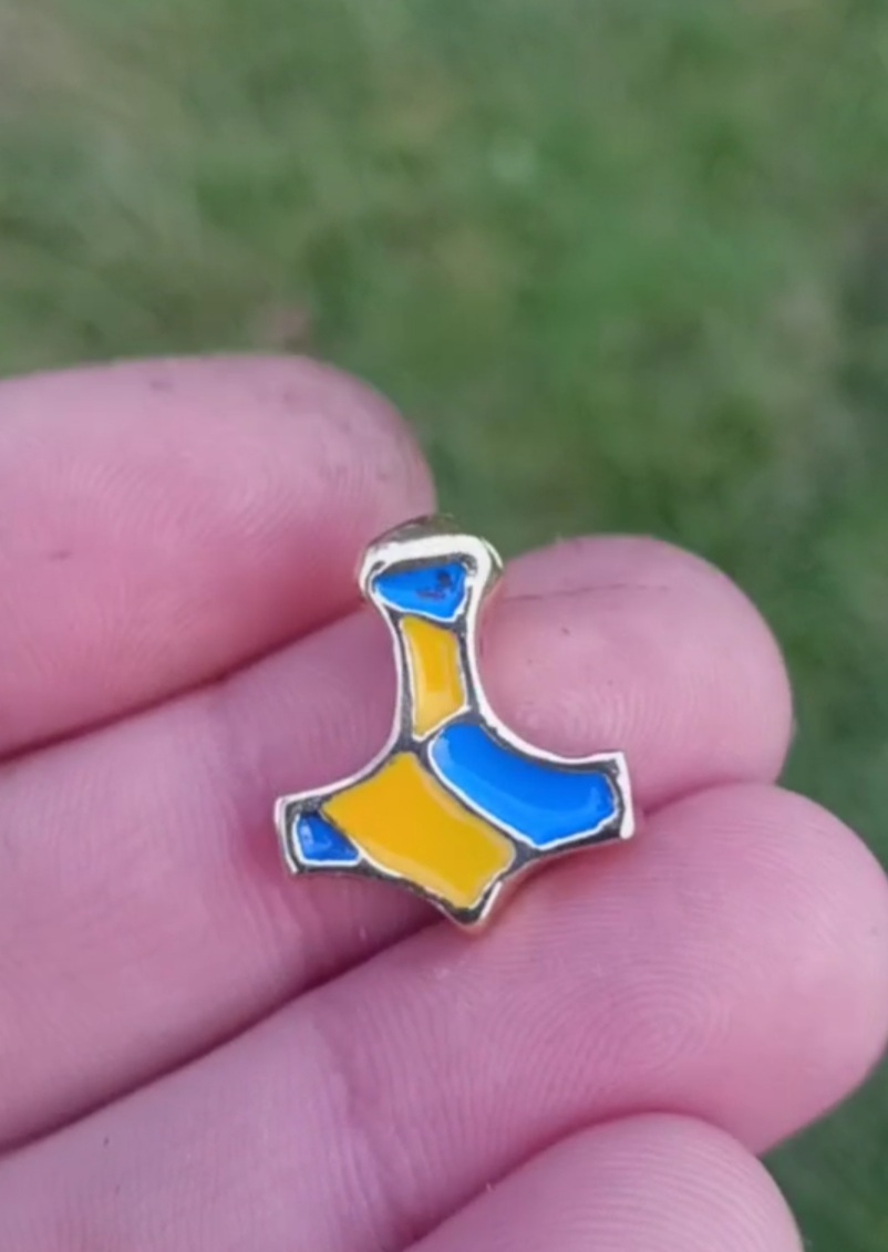 Mjolnir with Ukrainian Flag Colors – Thor's Hammer Pendant