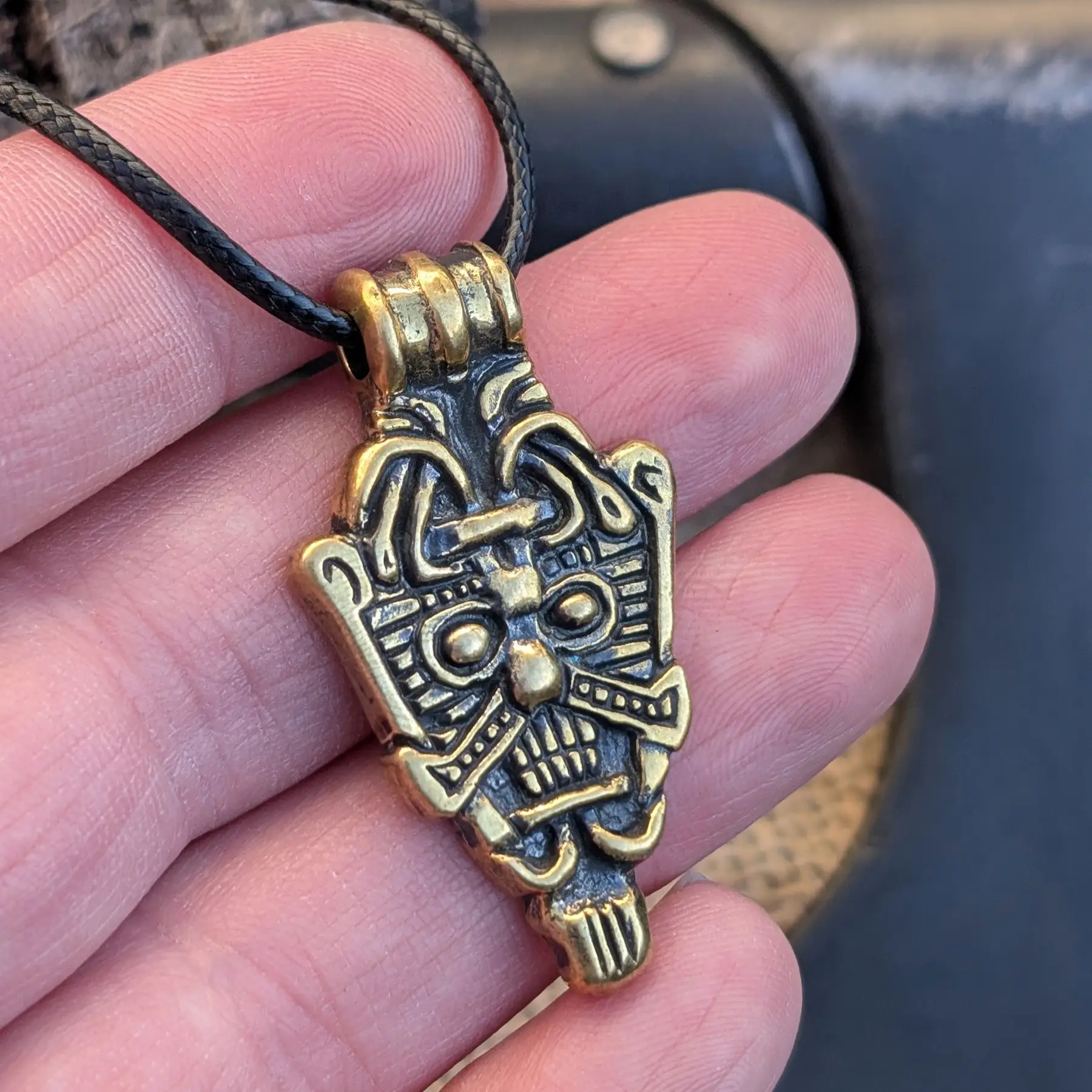 Odin Amulet – Viking Warrior Pendant in Brass from Battlefields | Algiz-Rune Art