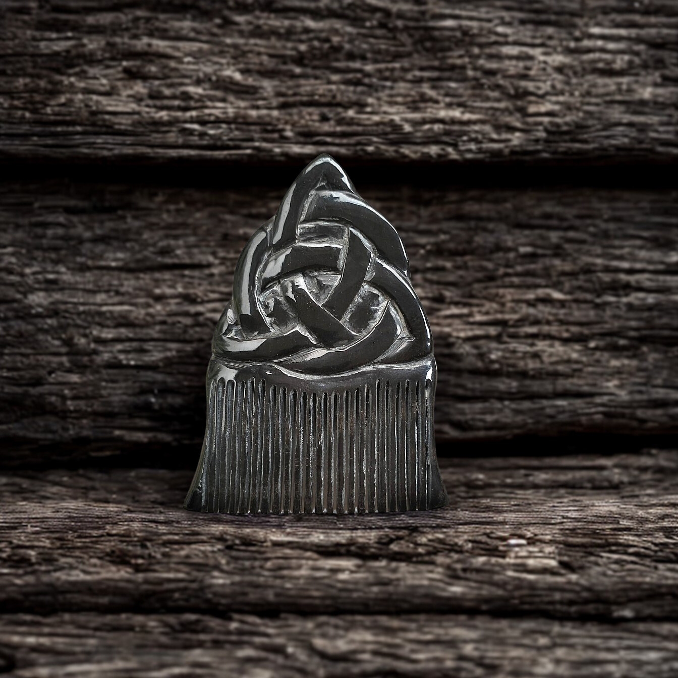 Small Beard Comb - Black Buffalo Horn Carving