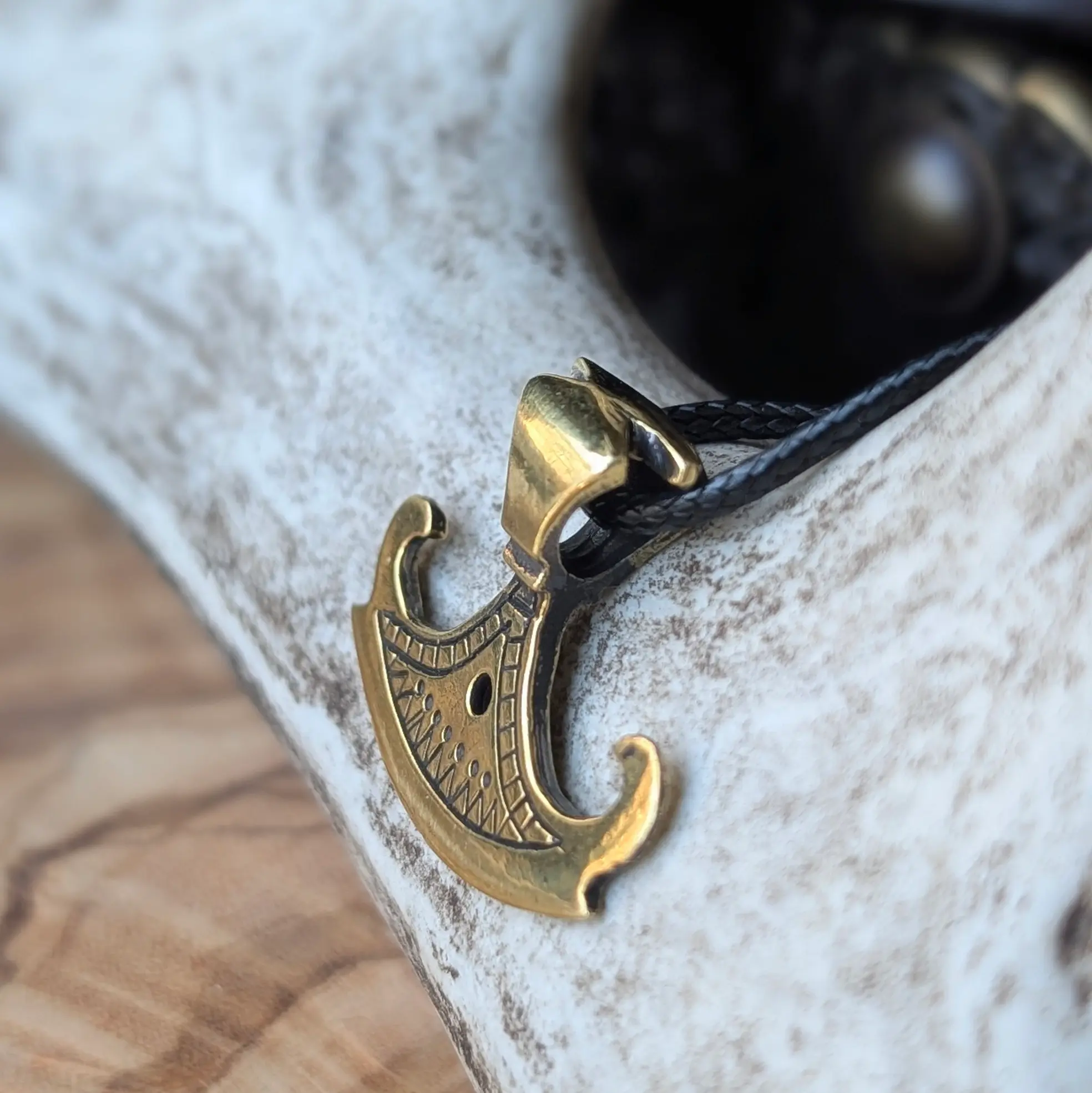 Slavic Historical Axe Pendant – Hand-Cast Brass Amulet