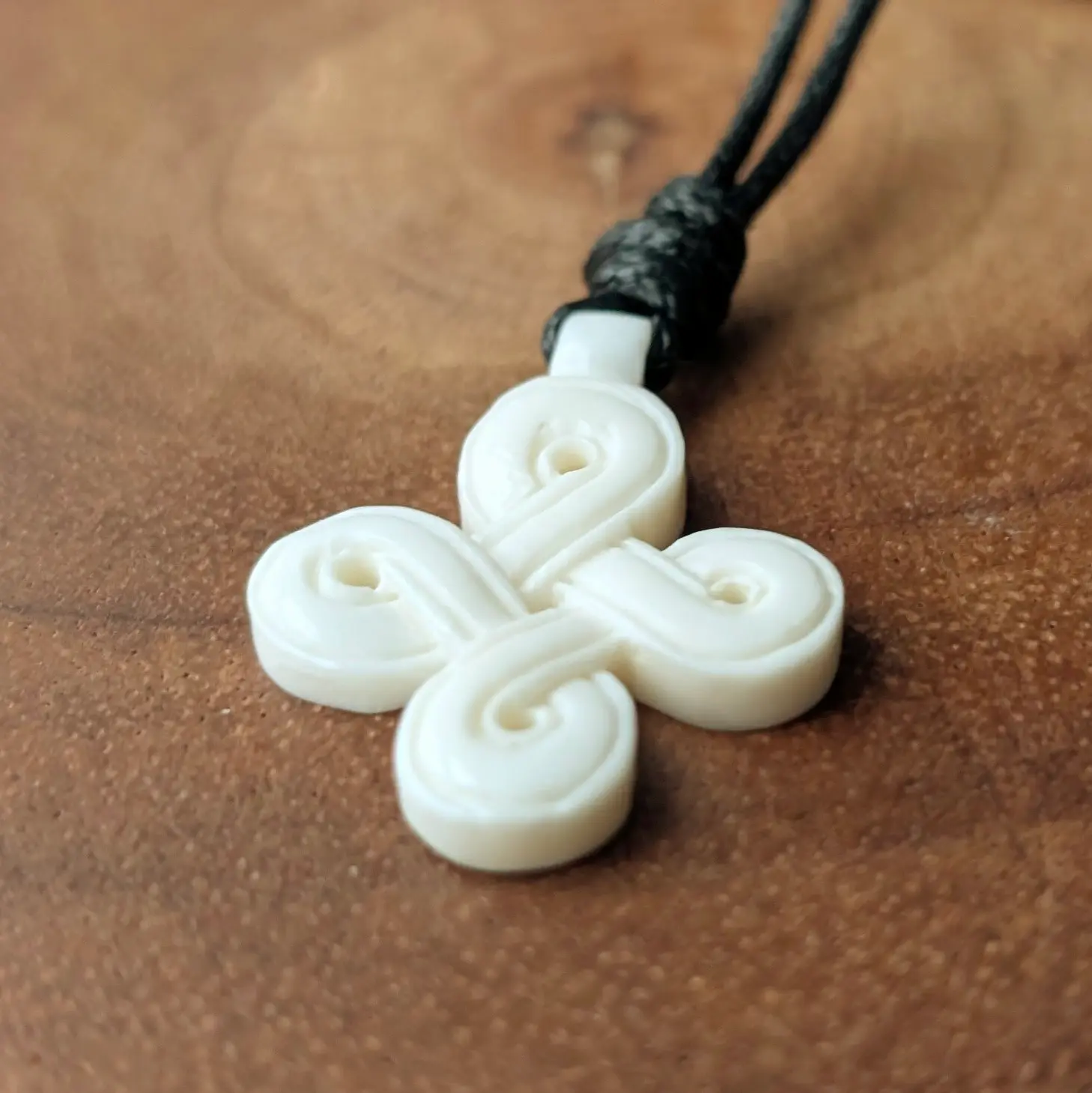 Celtic Cross Bone Pendant – Hand-Carved from Natural Cattle Bone