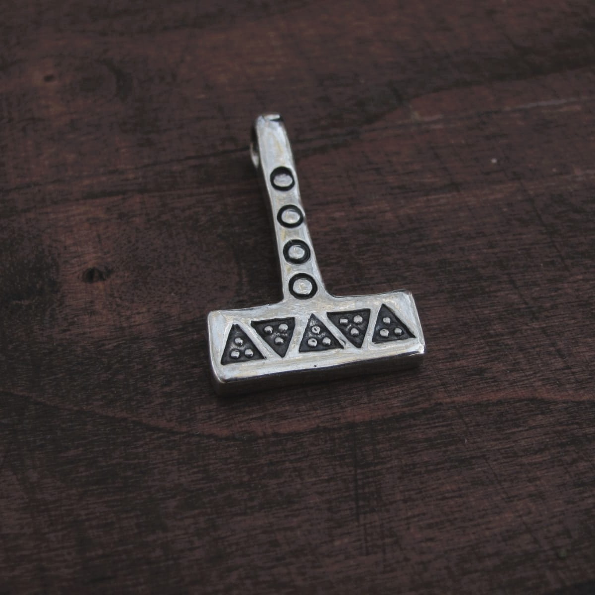 Silver Mjolnir Pendant – Wolf Tooth & Solar Viking Hammer