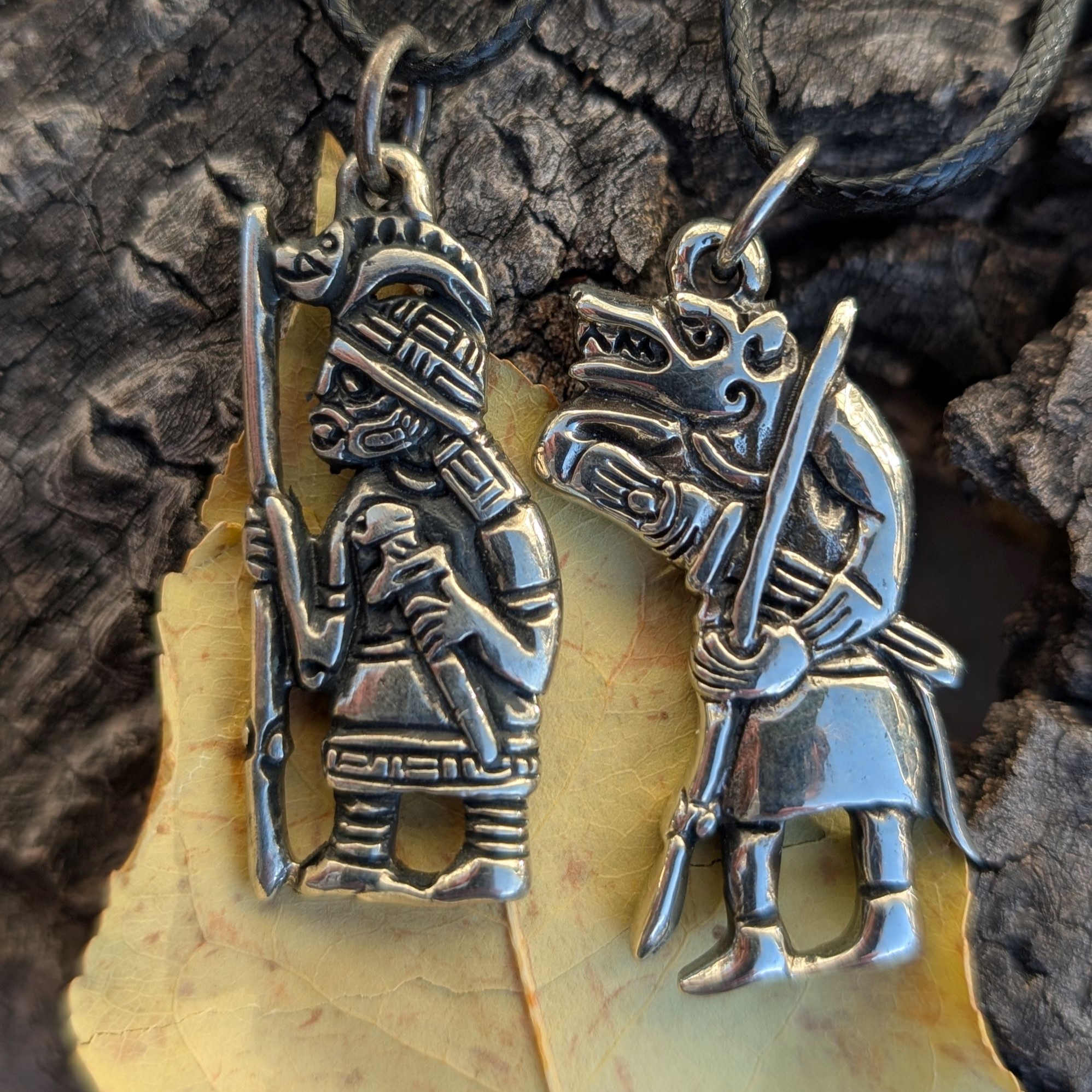 Viking Wolf Warrior Amulet – Hand-Cast Brass or Pewter Pendant