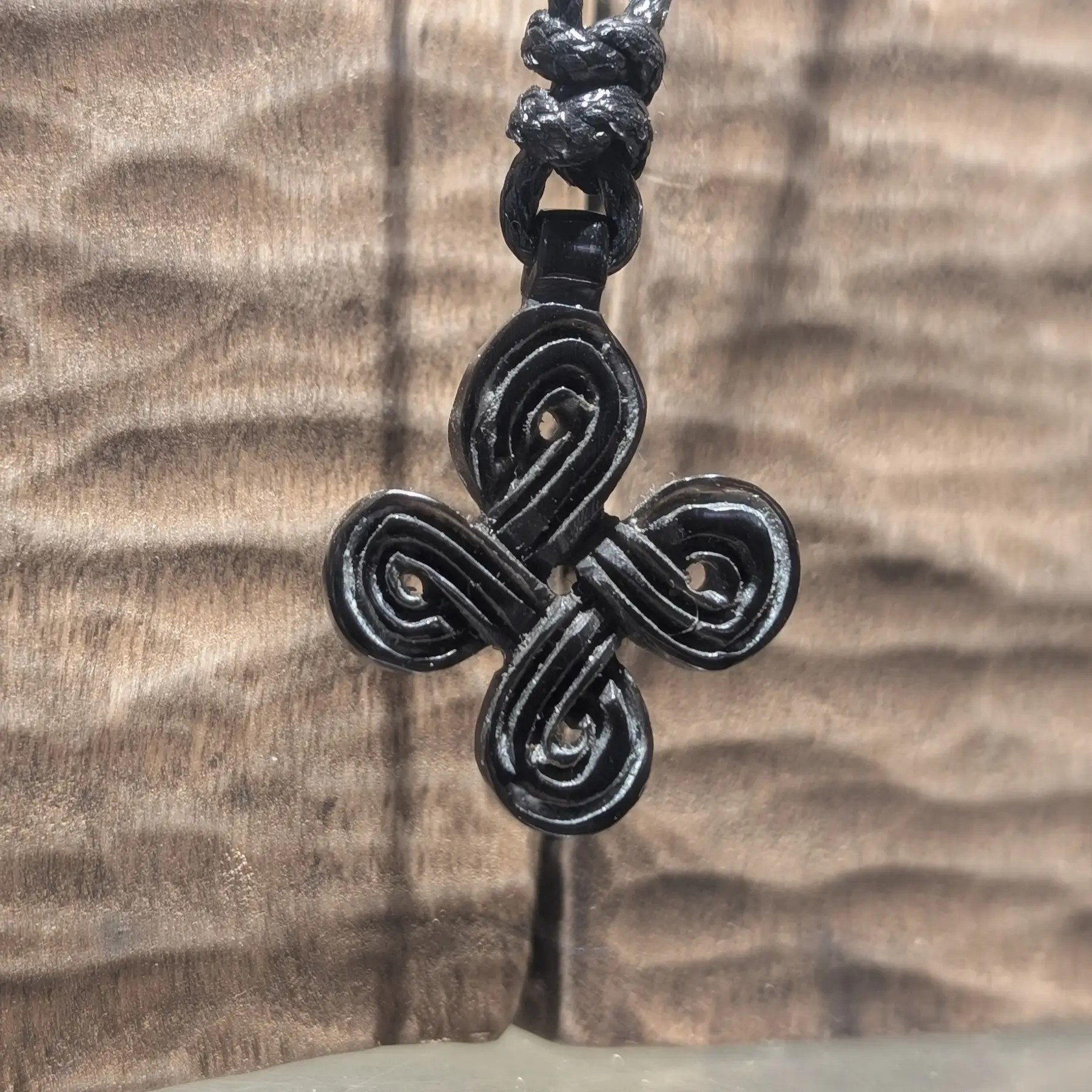 Celtic Infinity Cross Pendant – Hand-Carved Bone or Horn Amulet