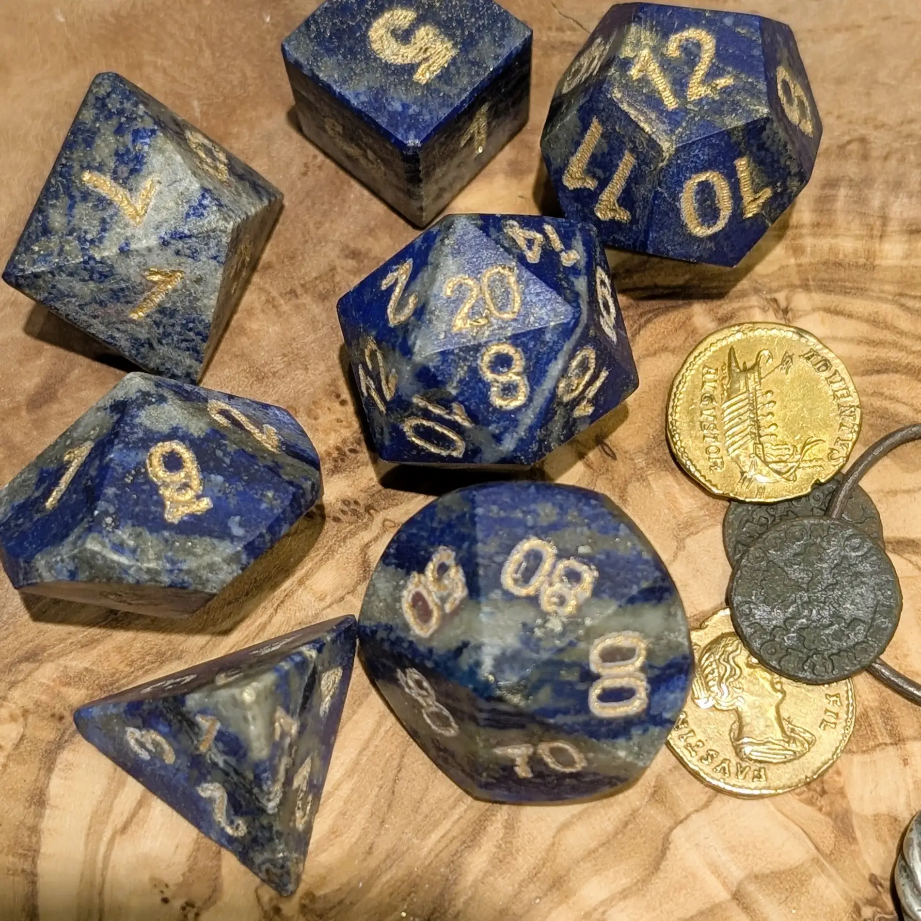 Hand-Carved Onyx Ox Horn Dice Set for DnD & Tabletop RPGs