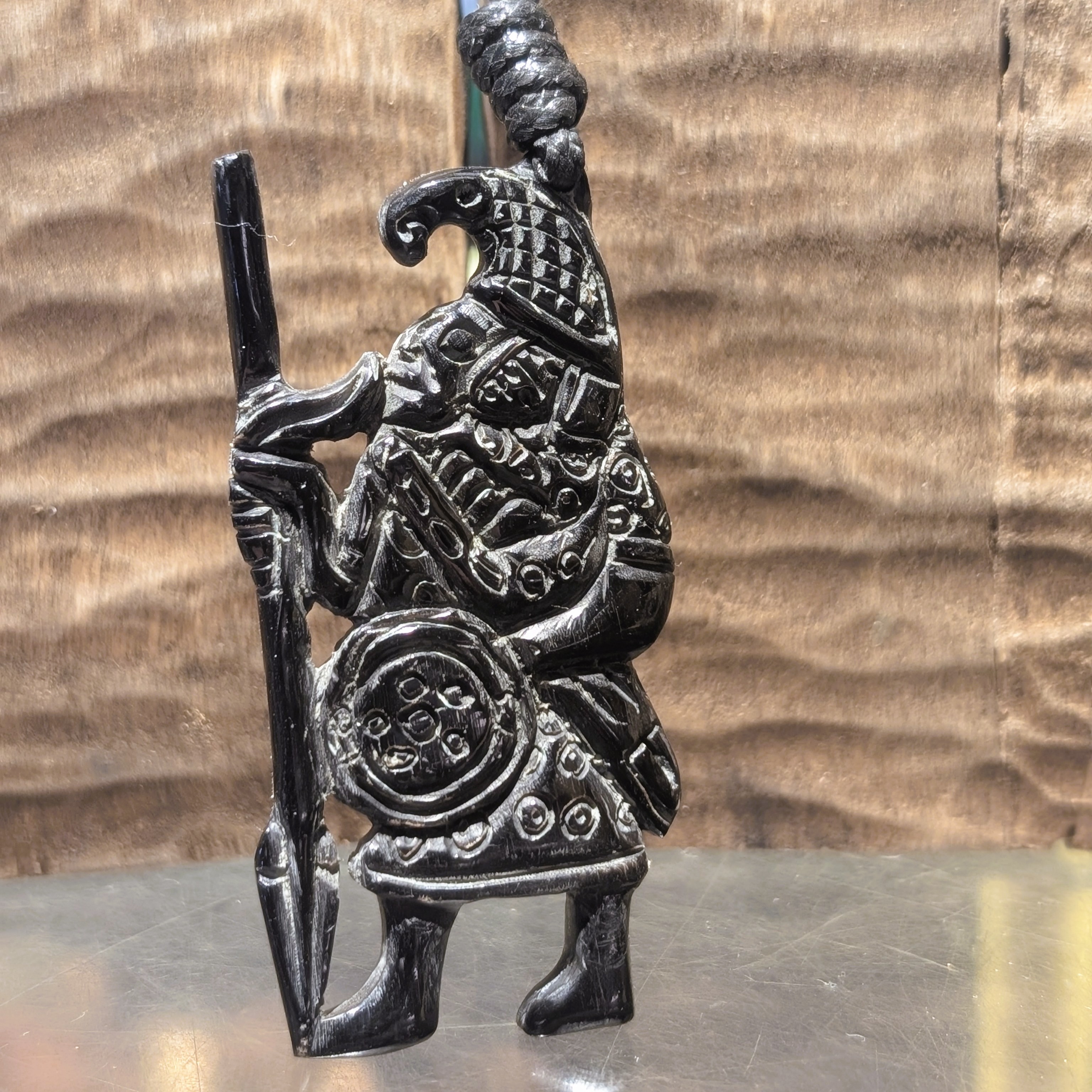 Vendel Period Warrior Pendant with Raven Helmet – Hand-Carved Horn or Bone