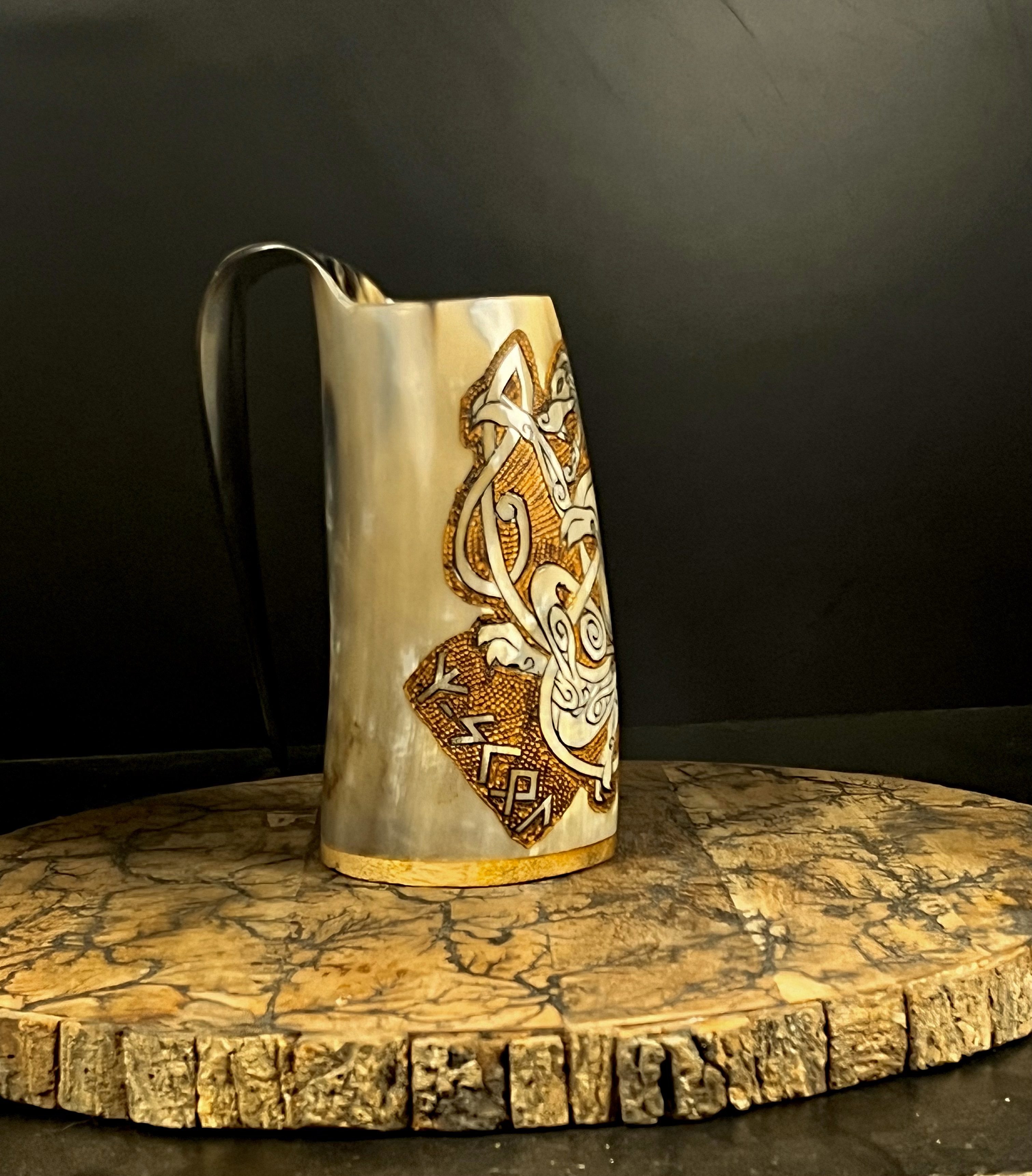 Viking Wolf – Drinking Horn Tankard | Algiz-Rune Art