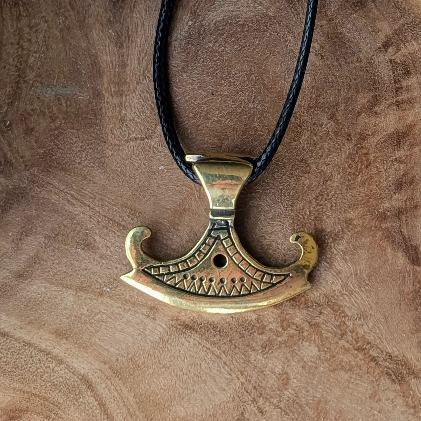 Slavic Historical Axe Pendant – Hand-Cast Brass Amulet