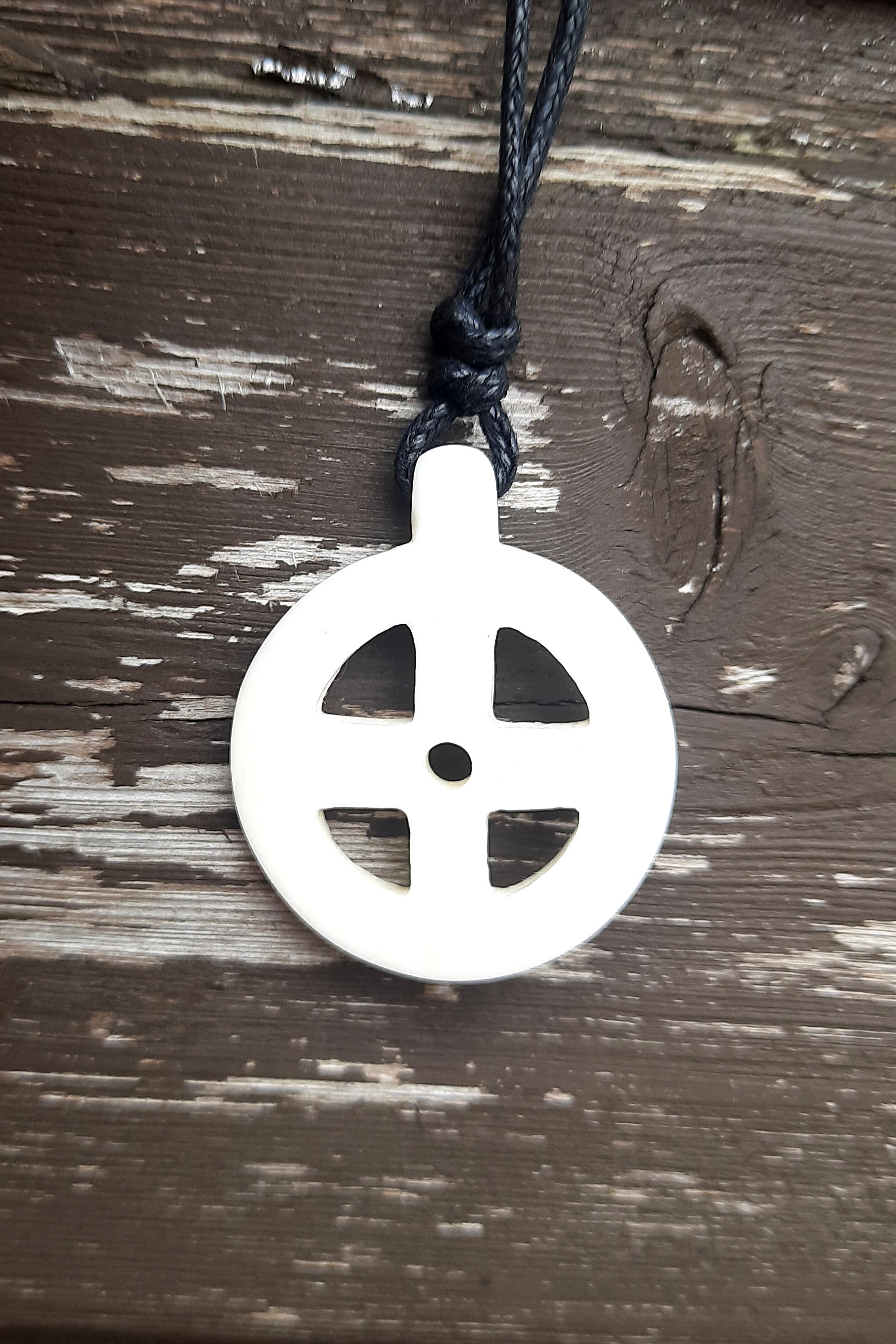 Seasonal Offer: Hand-Carved Solar Amulet / Odin Cross / Sun Cross – Natural Bone Pendant