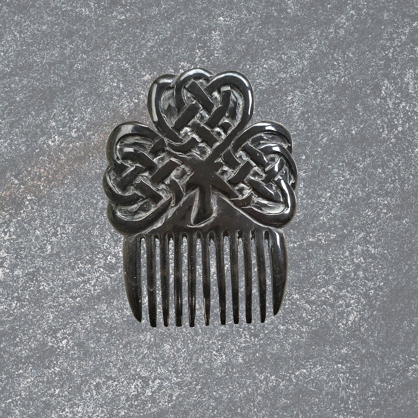 Small Beard Comb - Black Buffalo Horn Carving