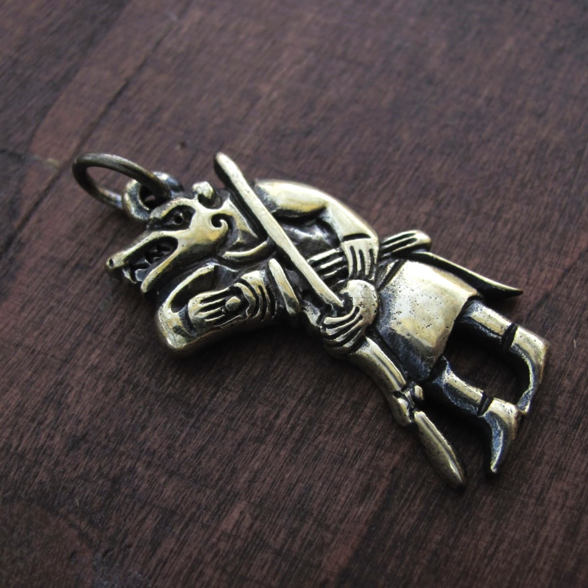 Viking Wolf Warrior Amulet – Hand-Cast Brass or Pewter Pendant