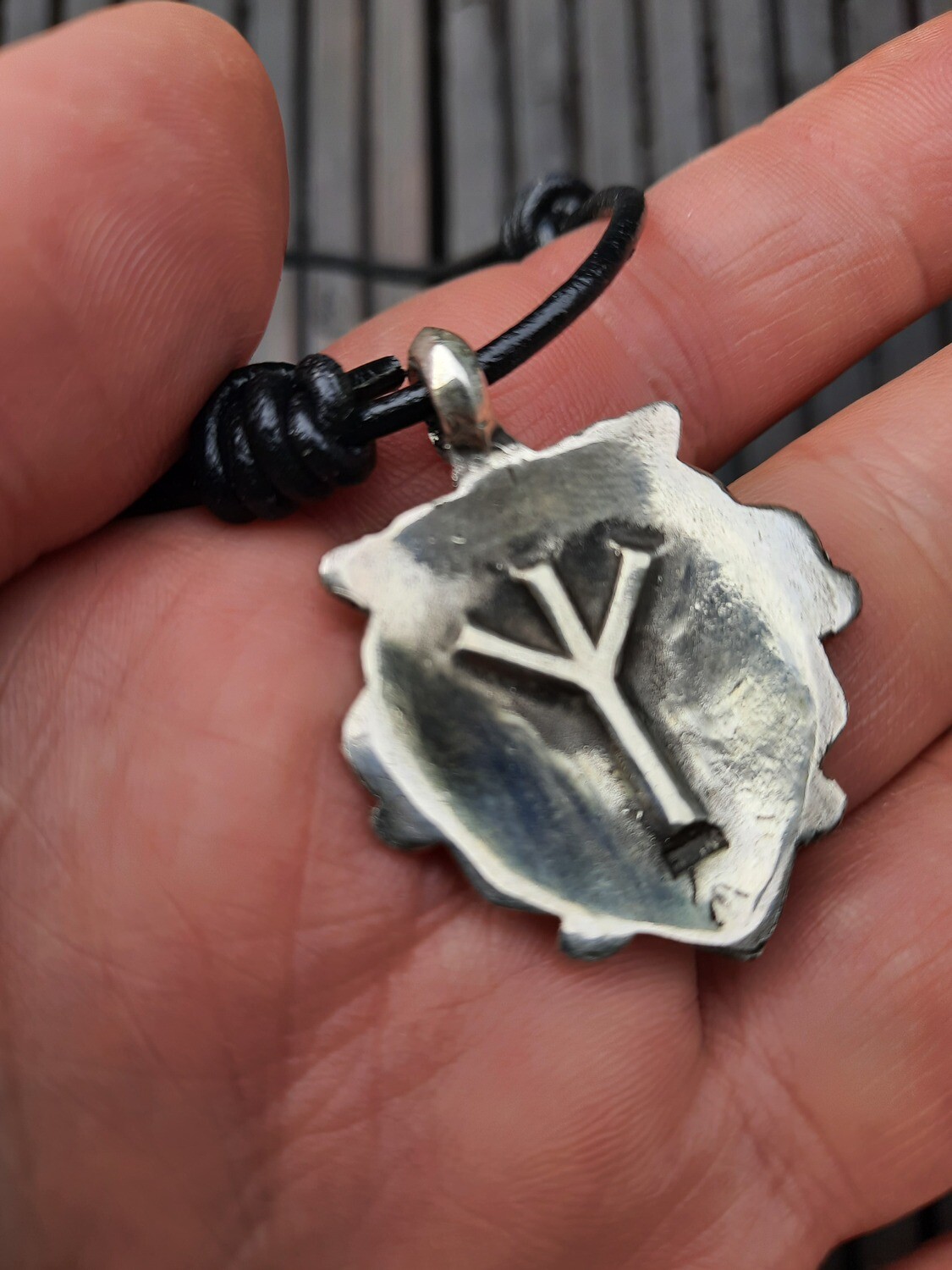 Odin’s Mask Pendant with Algiz Rune – Sterling Silver Viking Amulet | Algiz-Rune Art