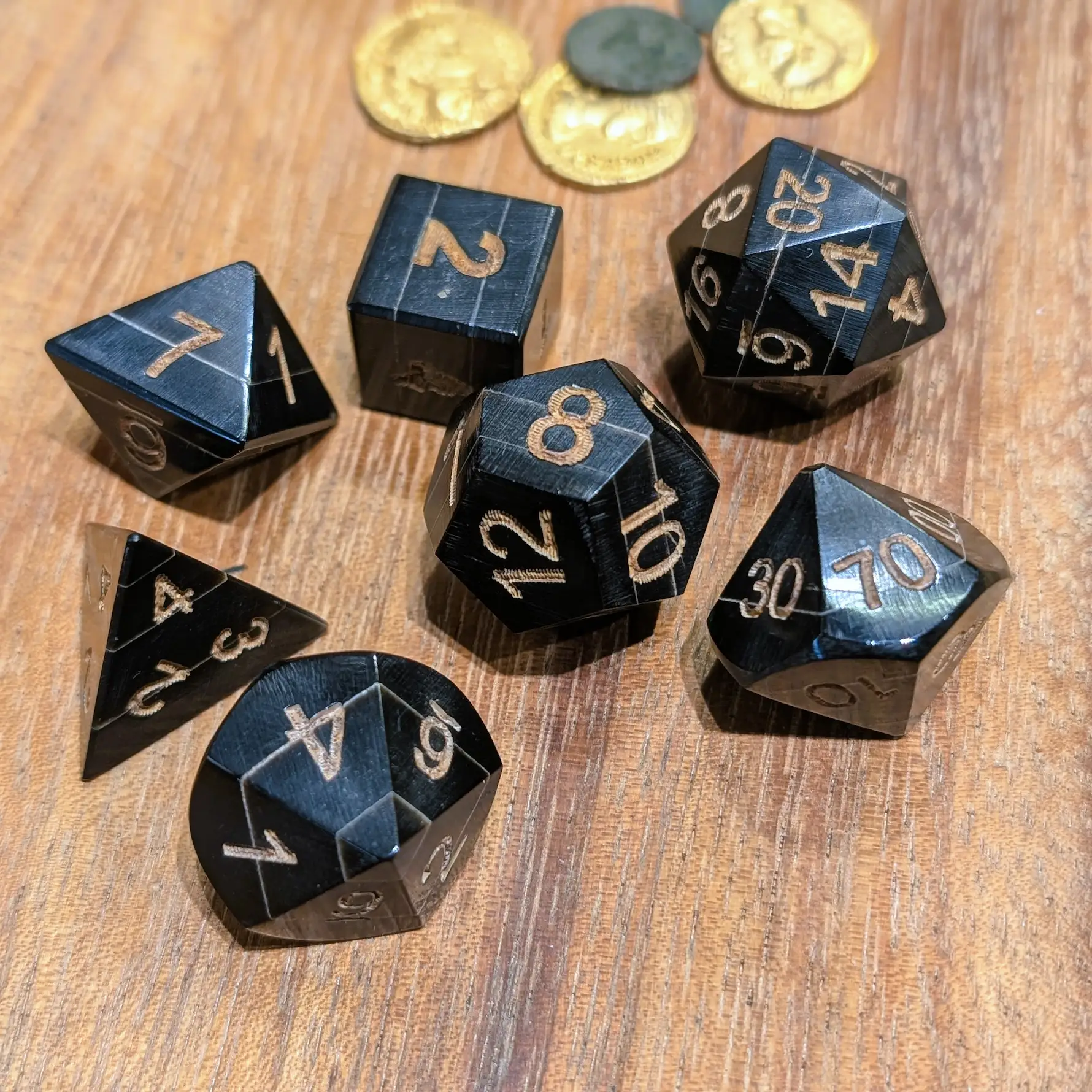 Hand-Carved Black Buffalo Horn DnD Dice Set – Unique Artisan Dice for Role-Playing Games