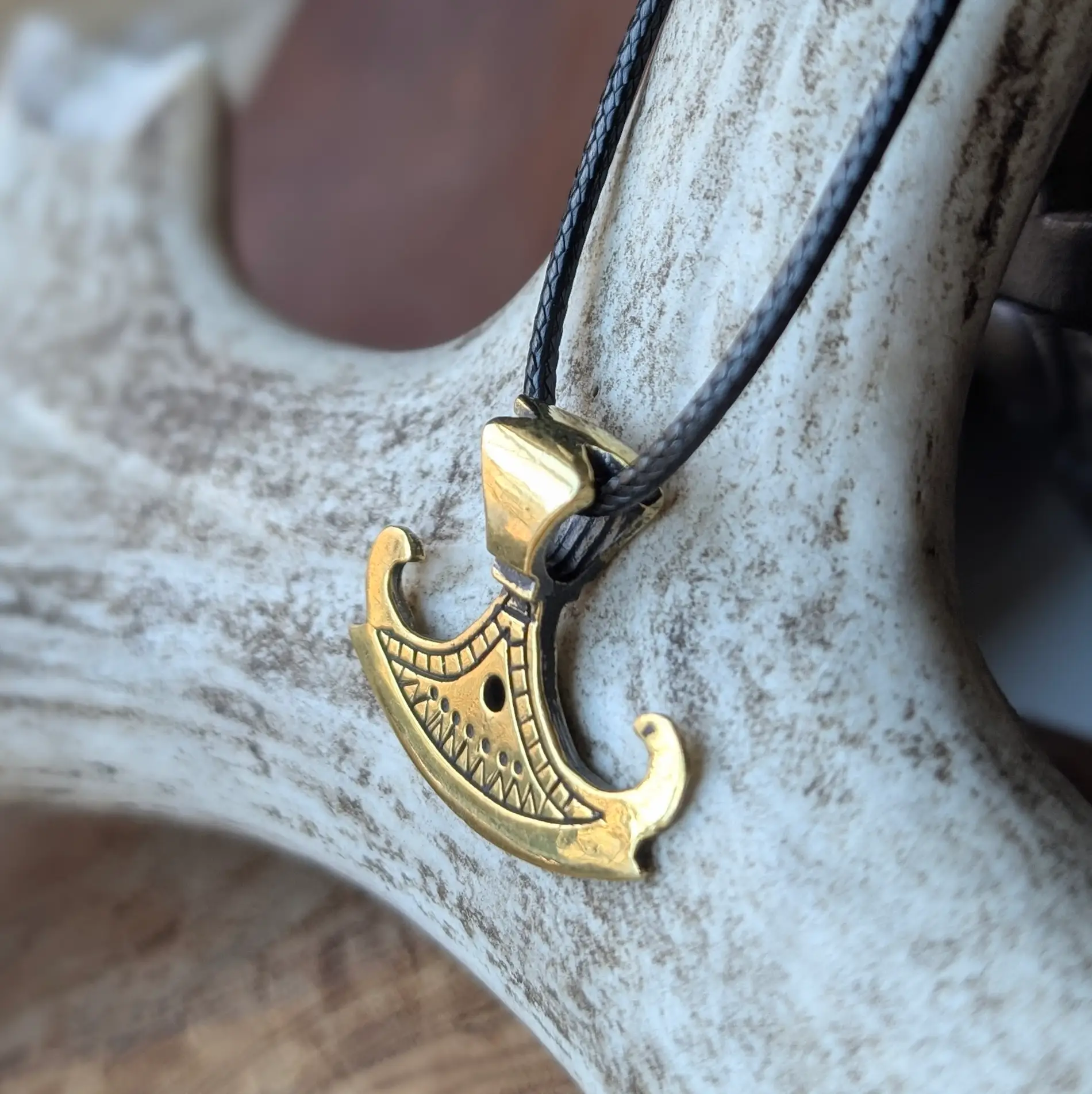 Slavic Historical Axe Pendant – Hand-Cast Brass Amulet