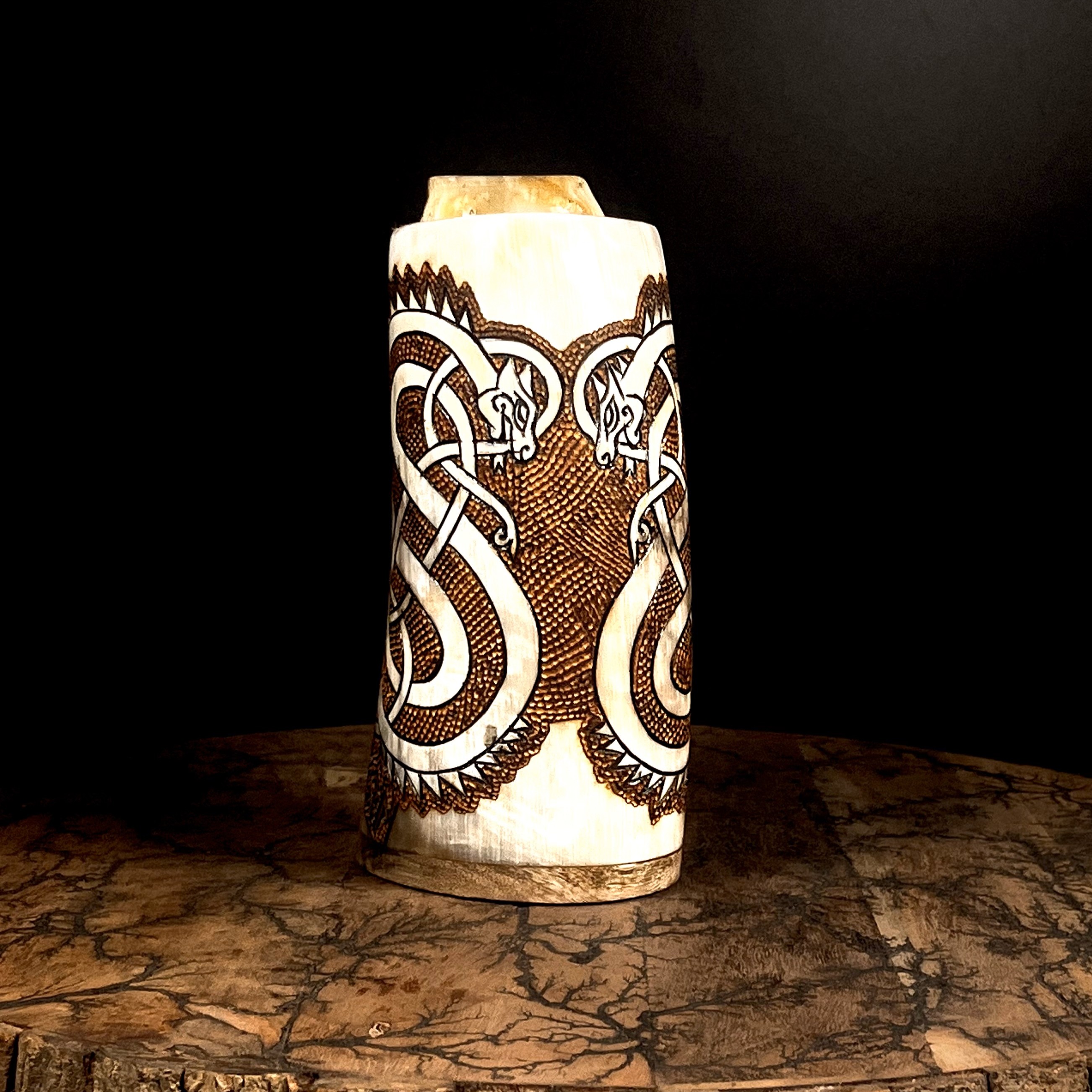 Dragons – Norse Theme Viking Drinking Horn Tankard | Algiz-Rune Art
