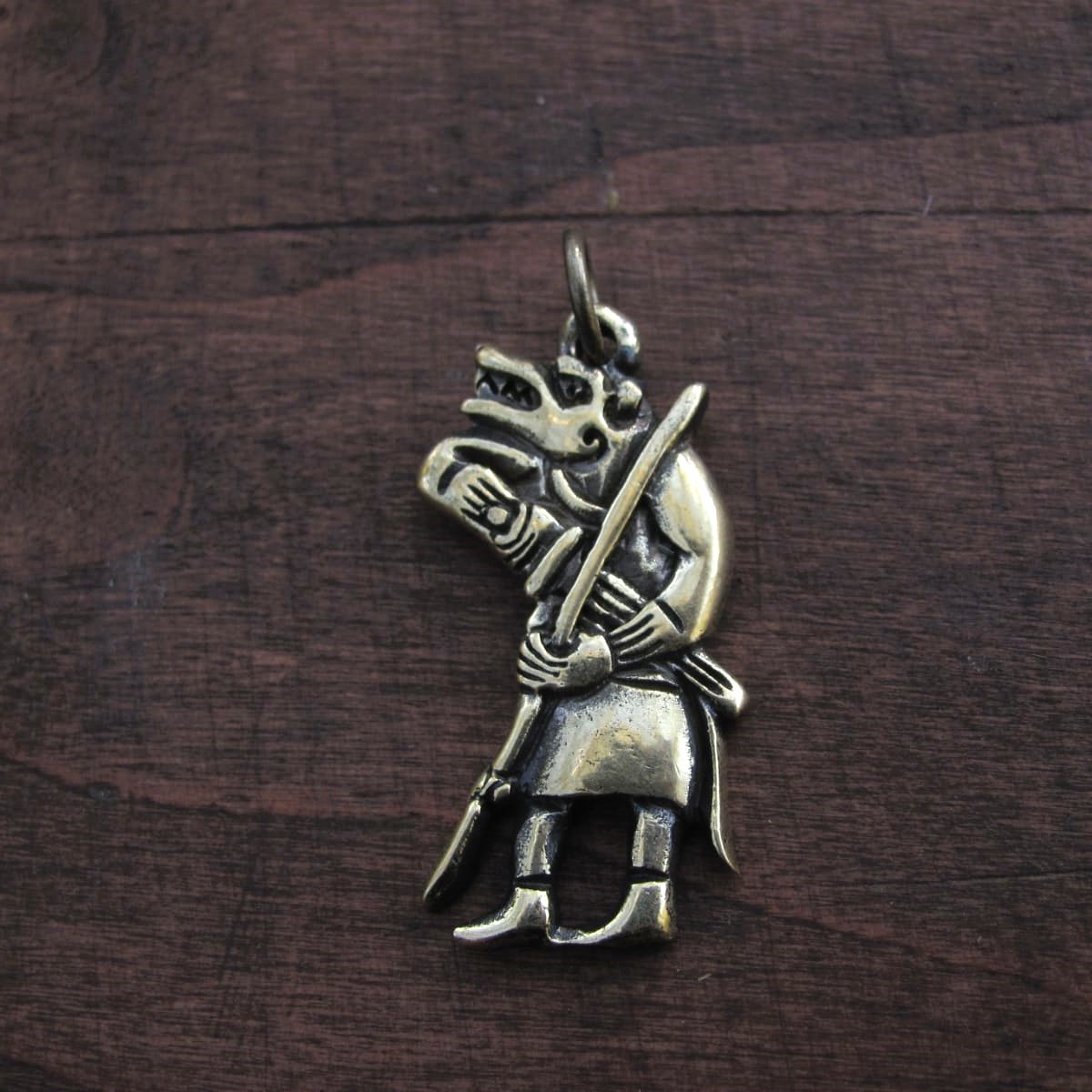 Viking Wolf Warrior Amulet – Hand-Cast Brass or Pewter Pendant