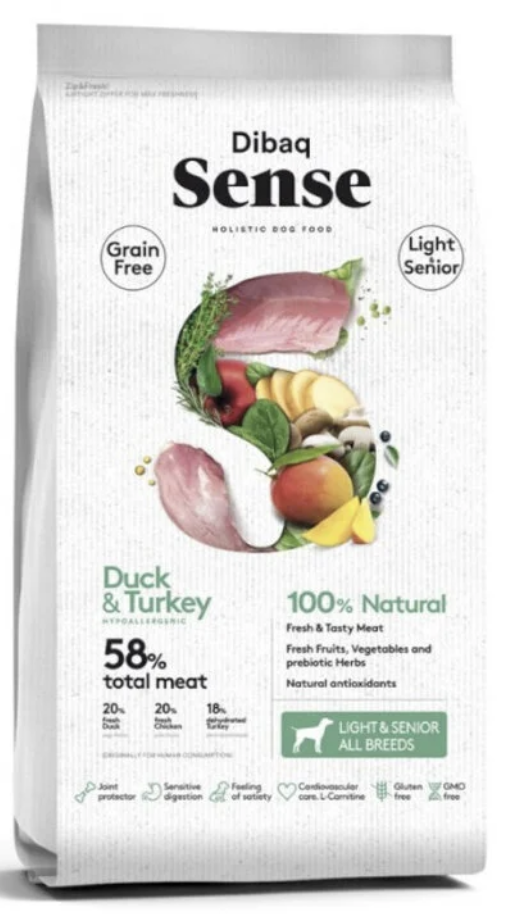 Dibaq Sense Holistic Dog Food Pato y Pavo Light & Seniors