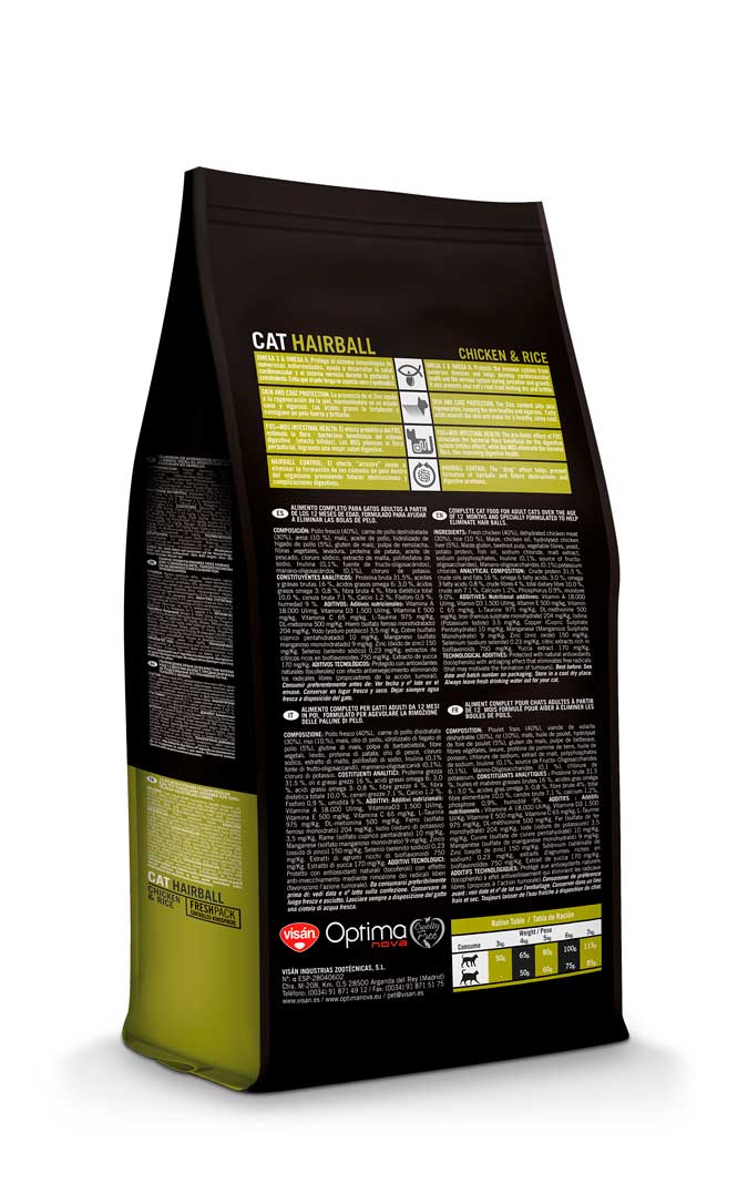 Optima Nova Hairball Adult Pollo y Arroz