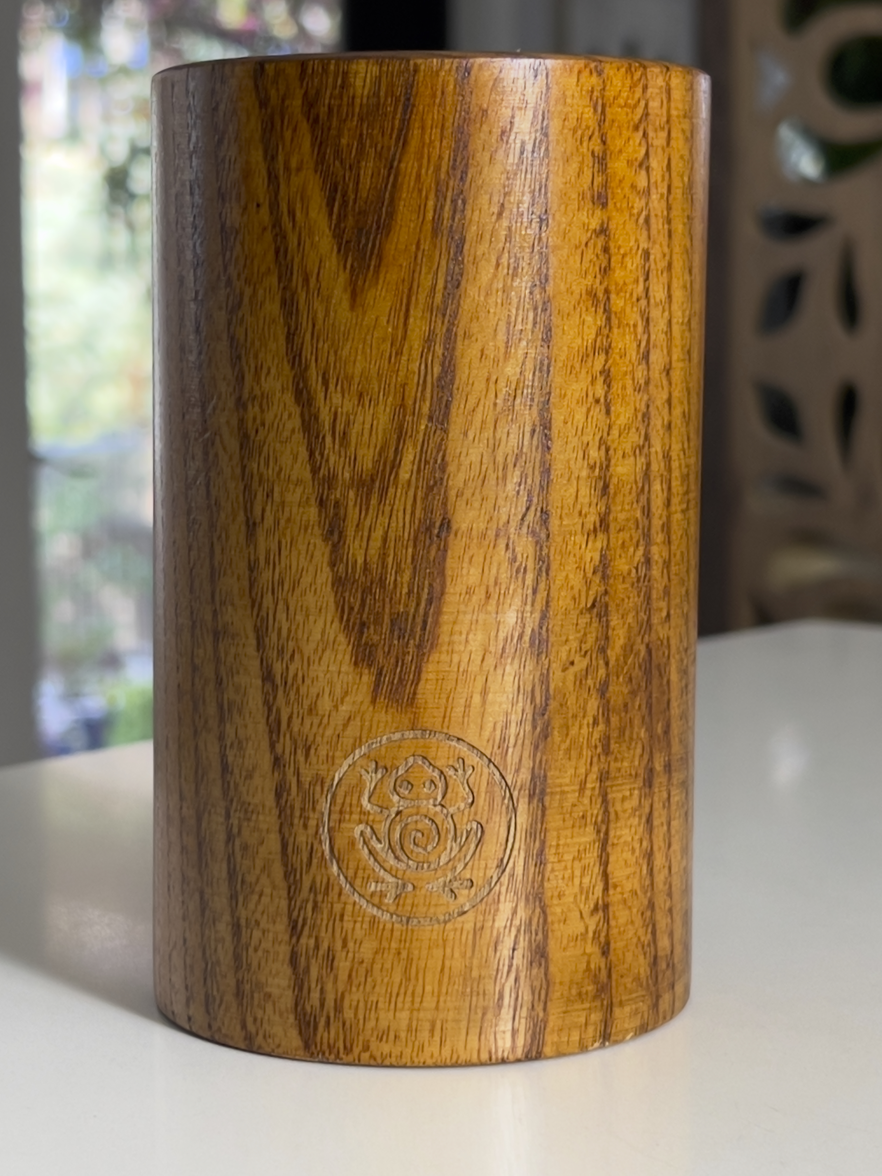 Coki Home Classic Wood Vase with Coquí-Inspired Logo Carved into Rich Natural Wood Texture for Warmth and Beauty Puerto Rican Essence