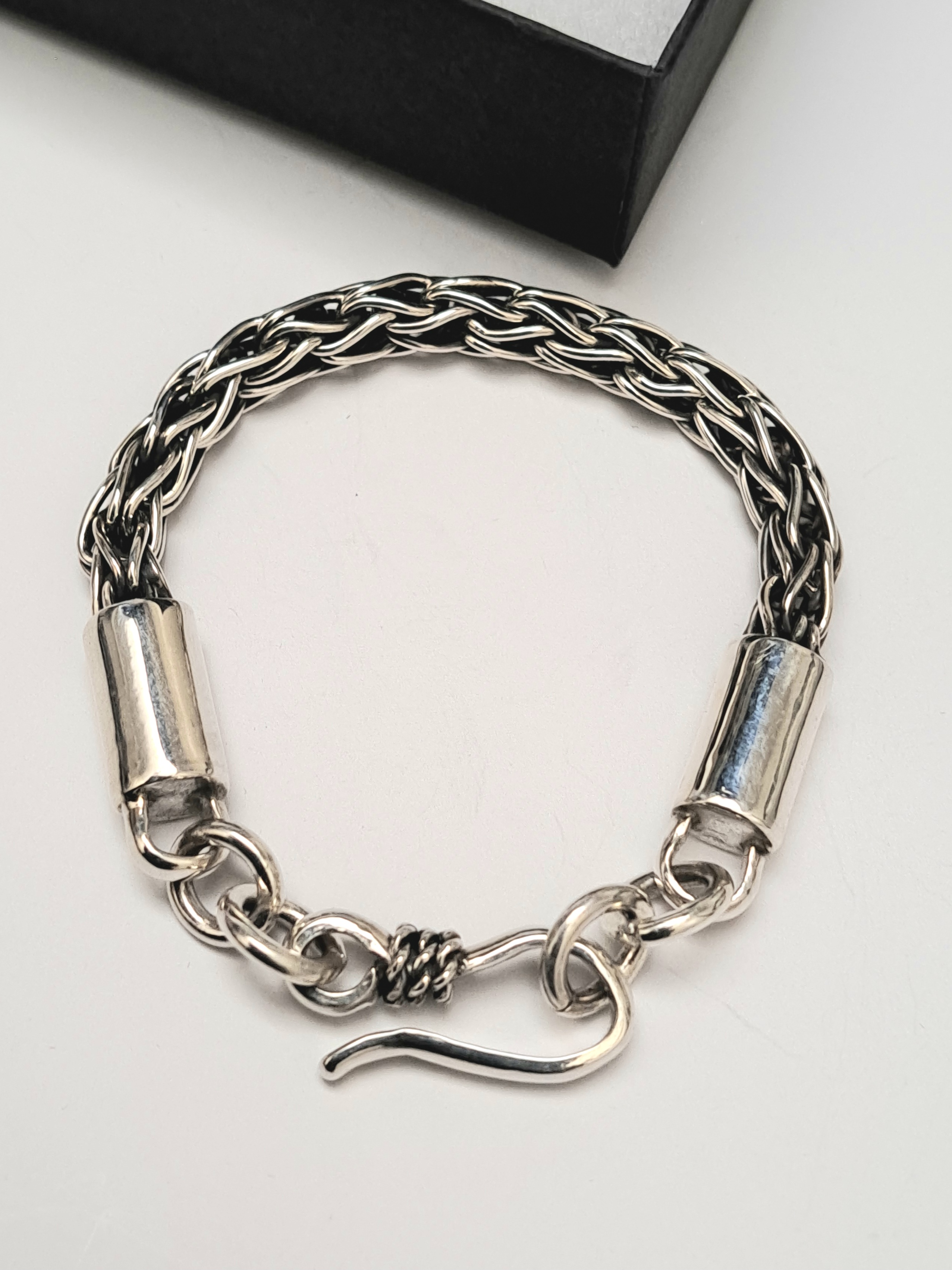 Handcrafted Oxide Sterling Silver Chain Bracelet