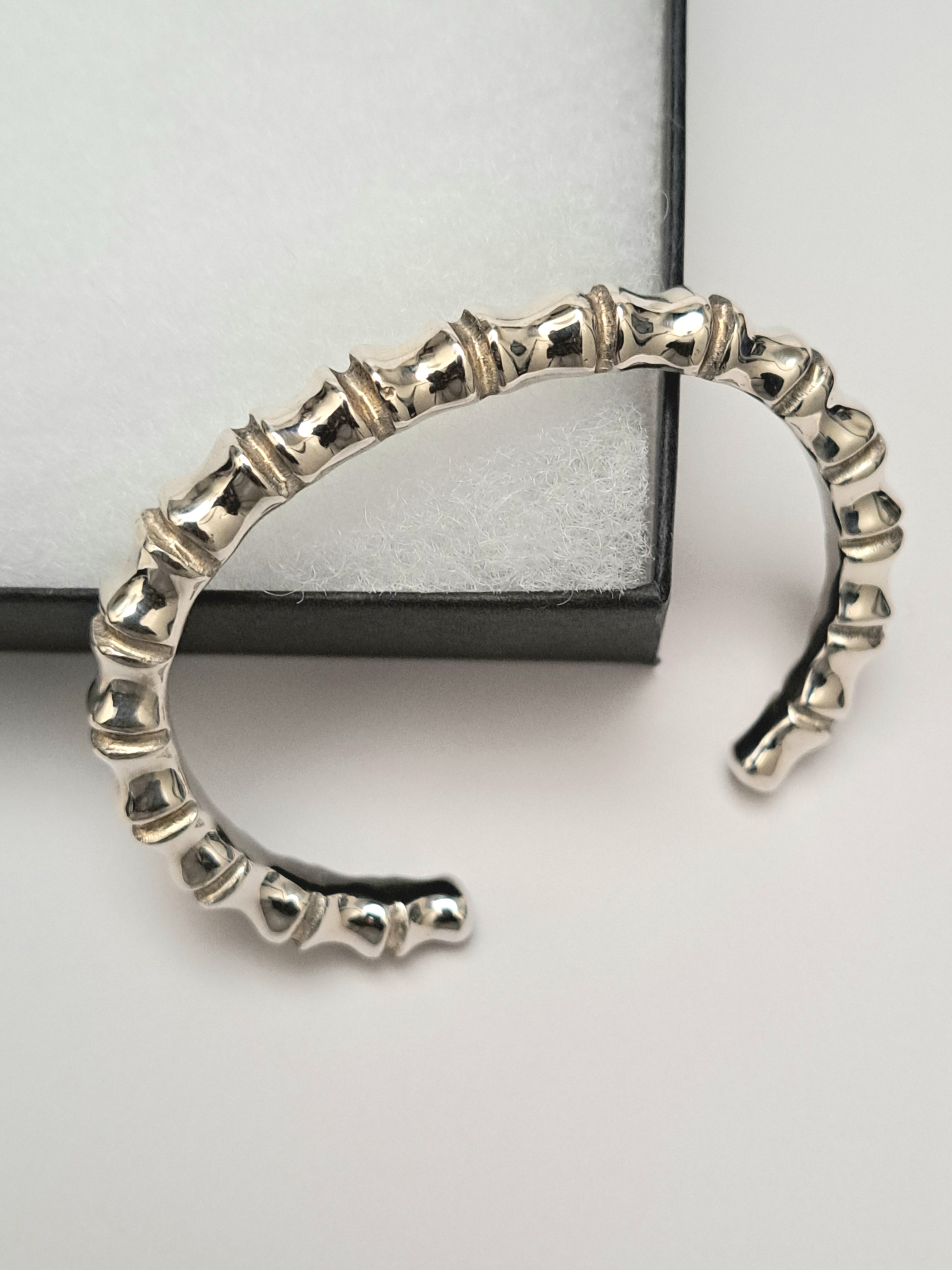 Silver Bamboo Cuff Bracelet