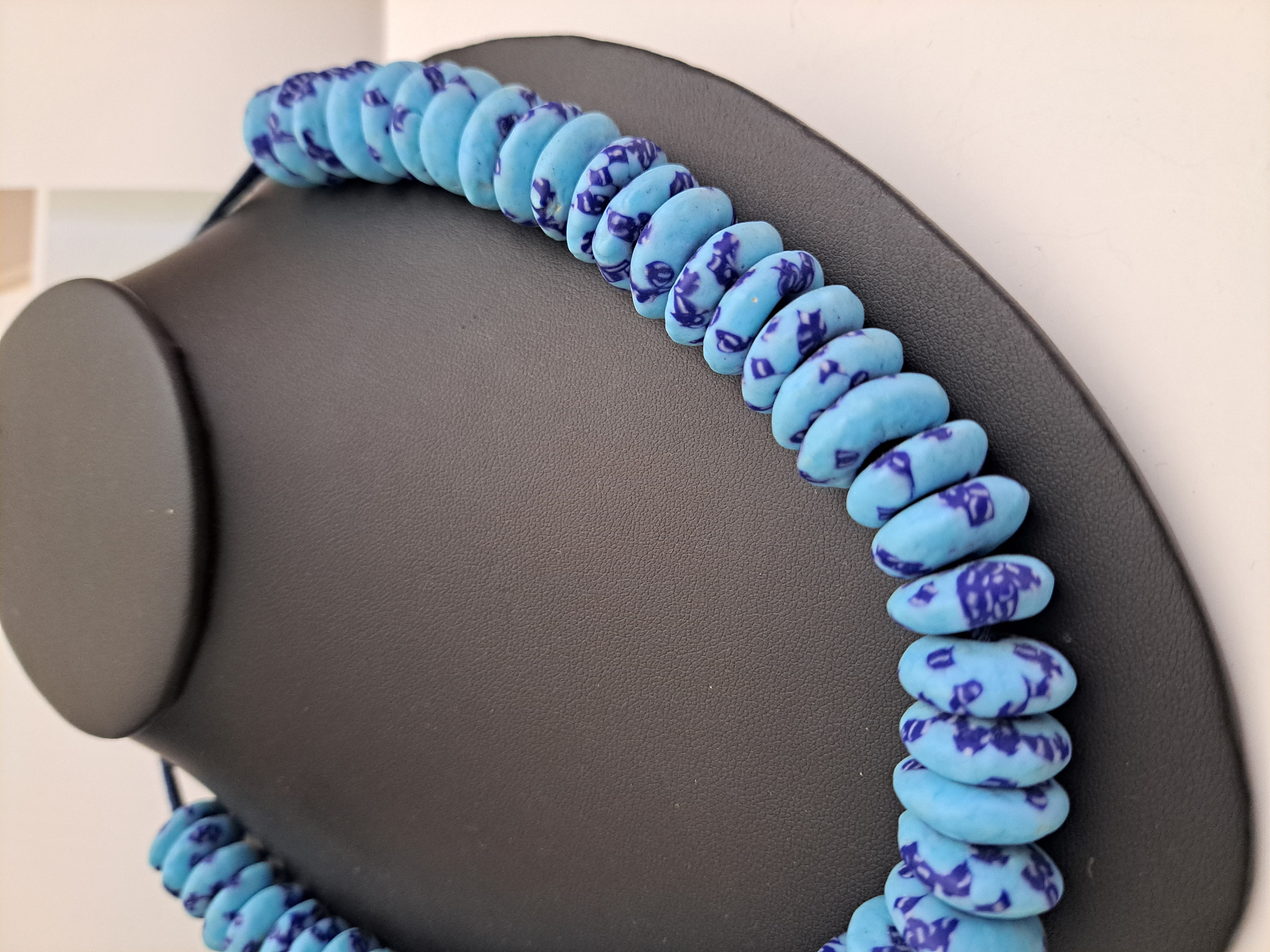 Handcrafted Blue Krobo Beaded Necklace