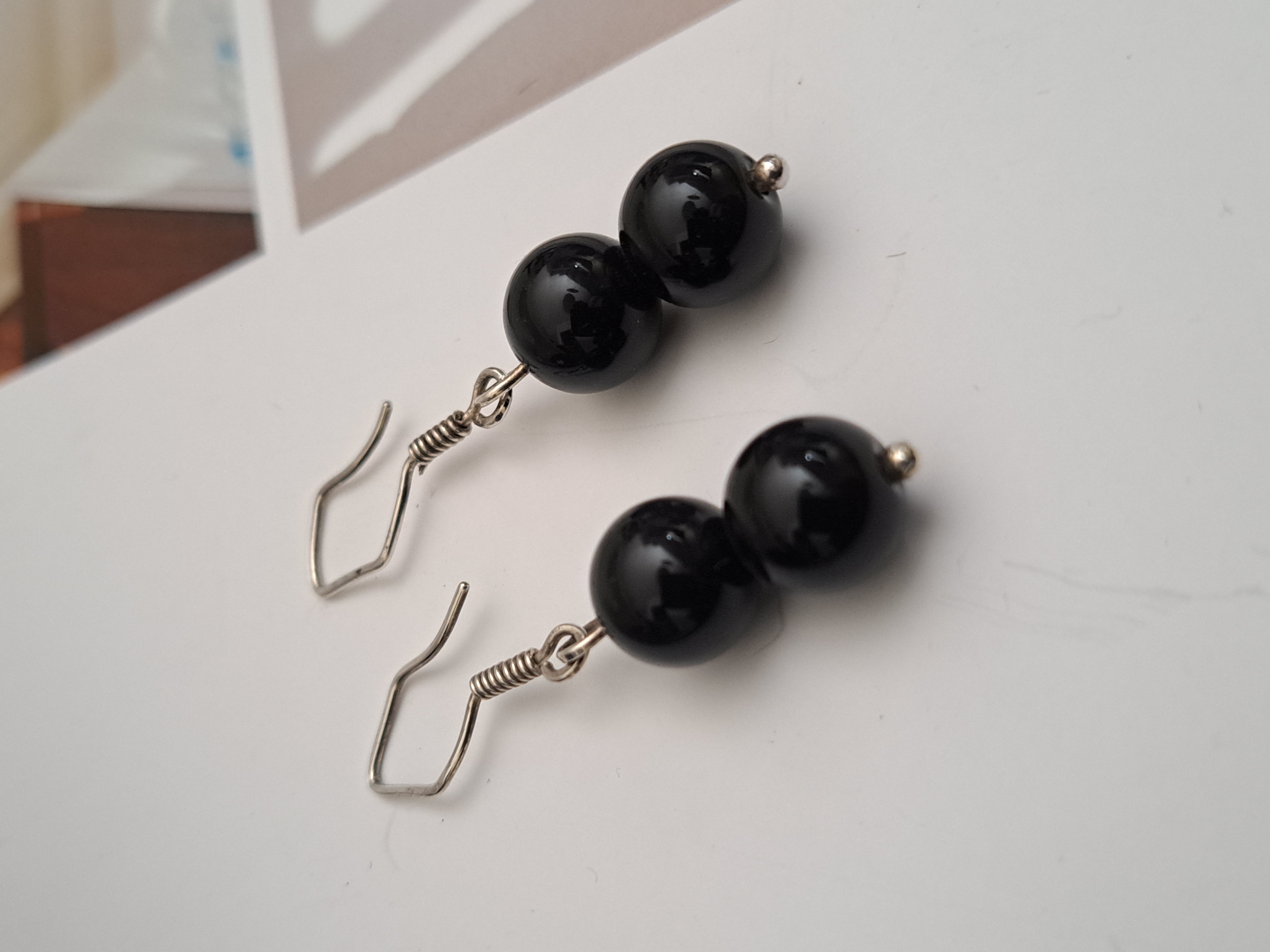 Elegant 10mm Black Bead Earrings