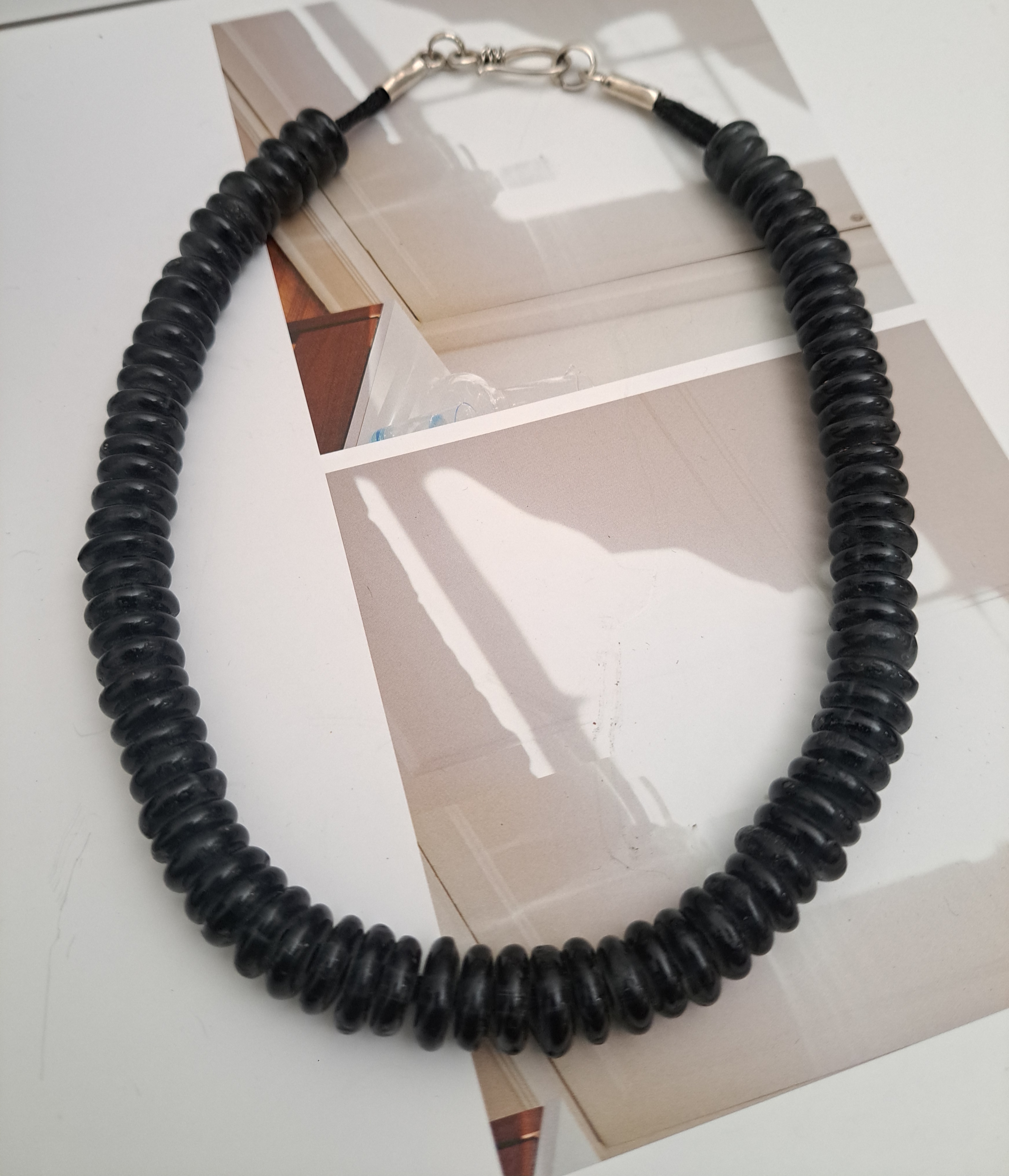 Black Krobo Bead Necklace and Earring Set