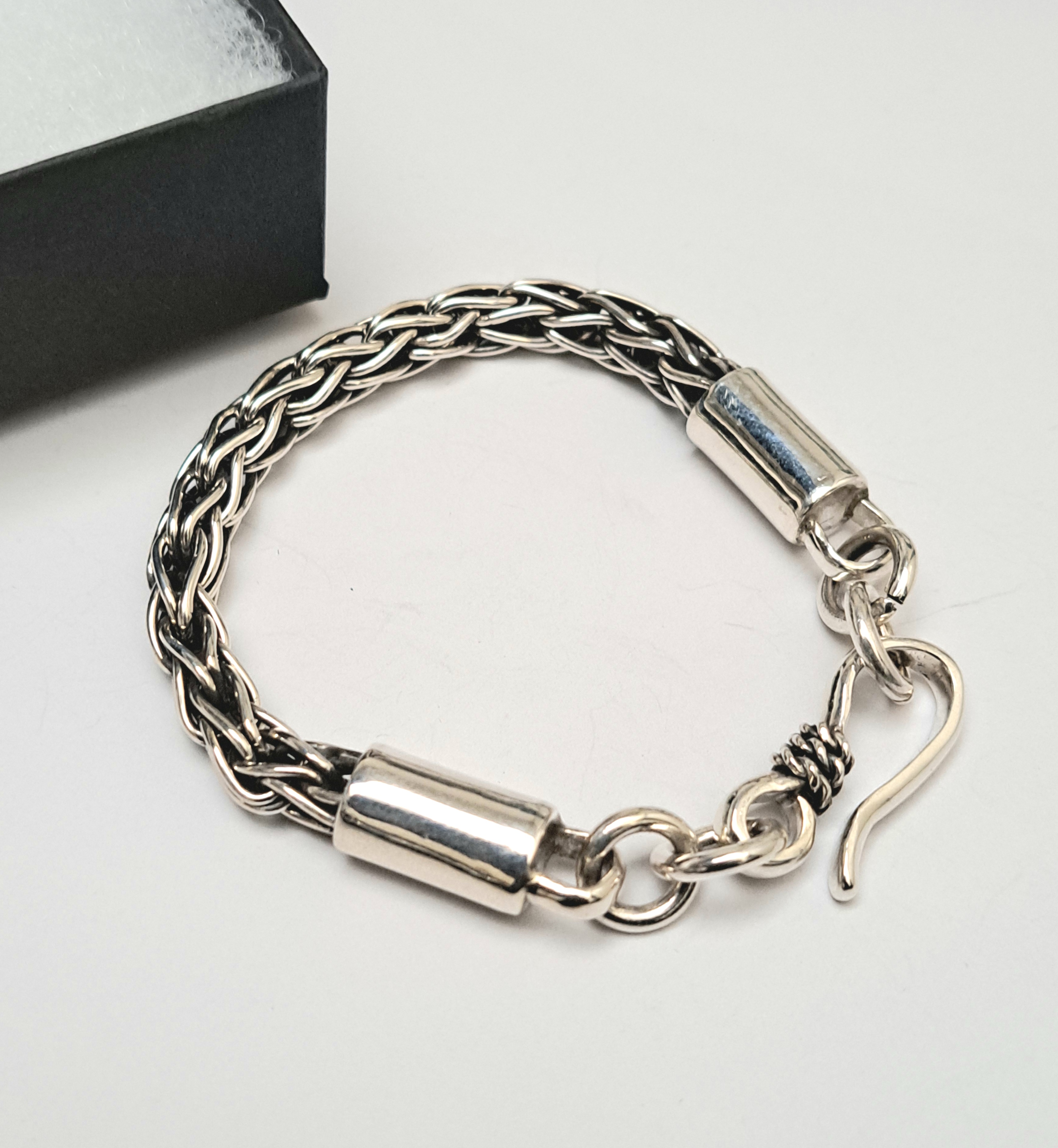 Handcrafted Oxide Sterling Silver Chain Bracelet