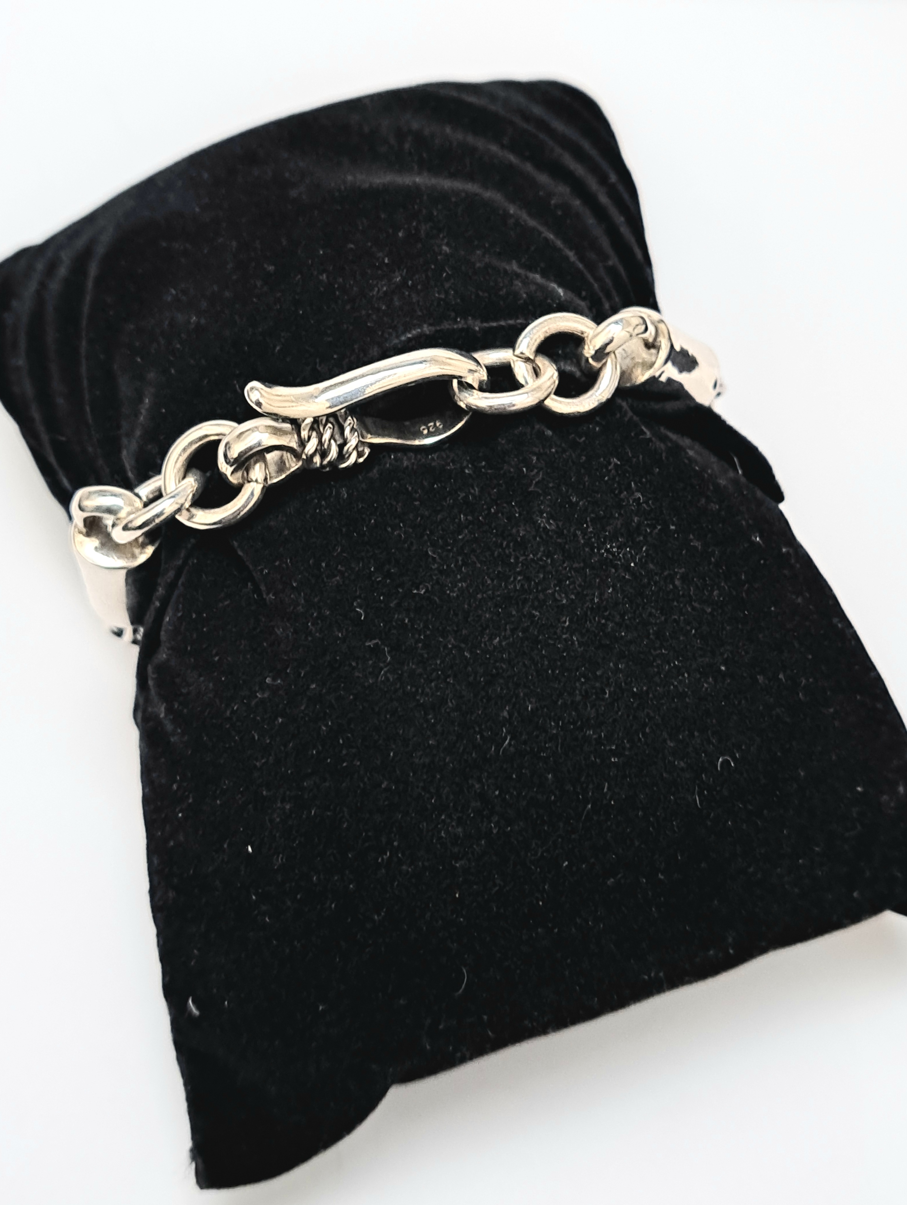 Handcrafted Oxide Sterling Silver Chain Bracelet