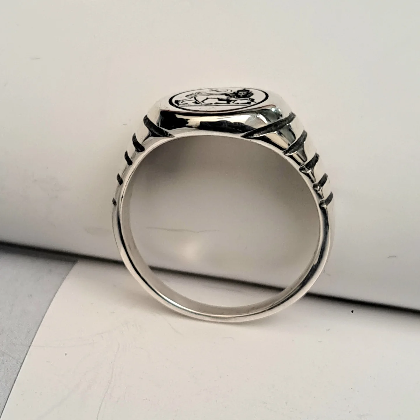 Sterling Silver Lion of Judah Signet Ring