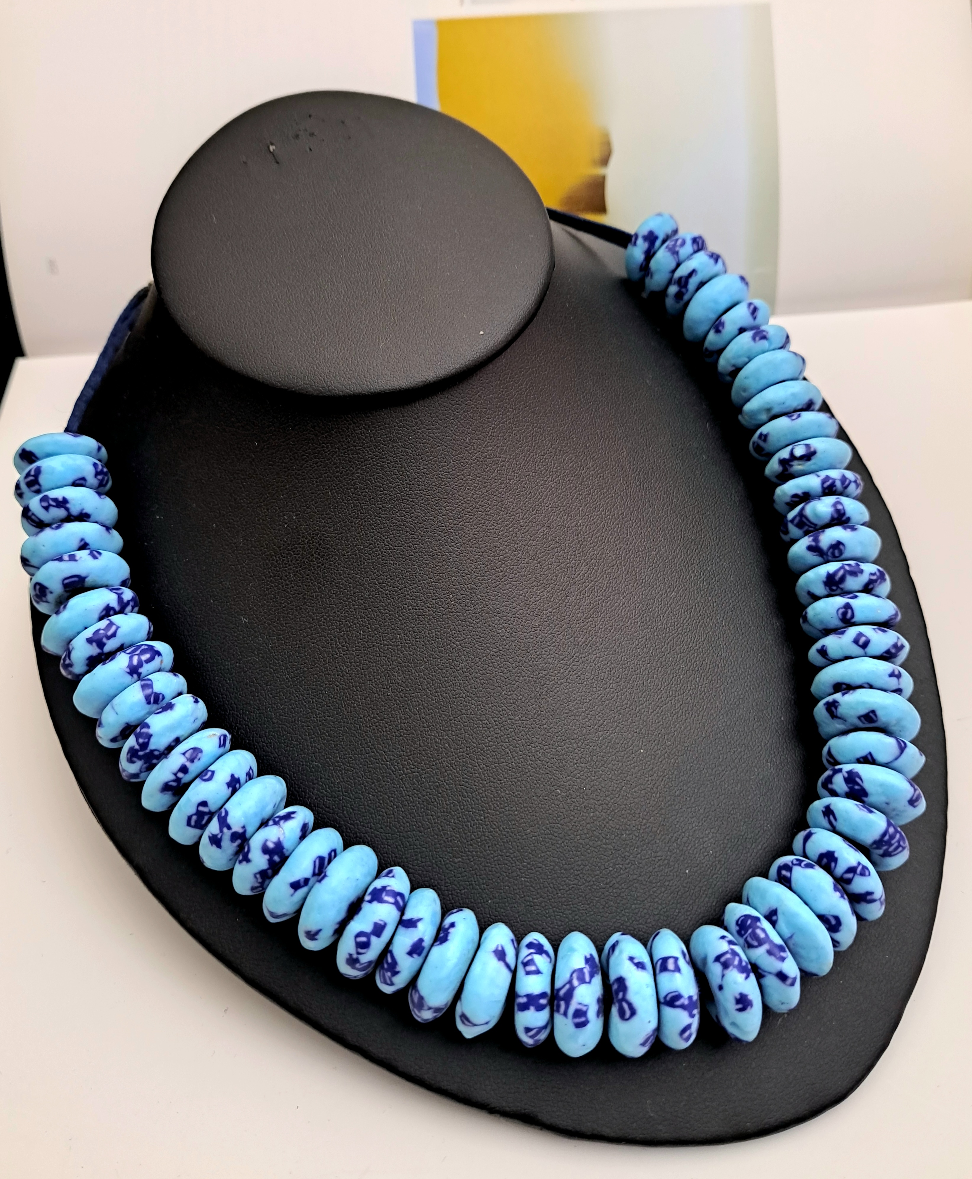 Handcrafted Blue Krobo Beaded Necklace