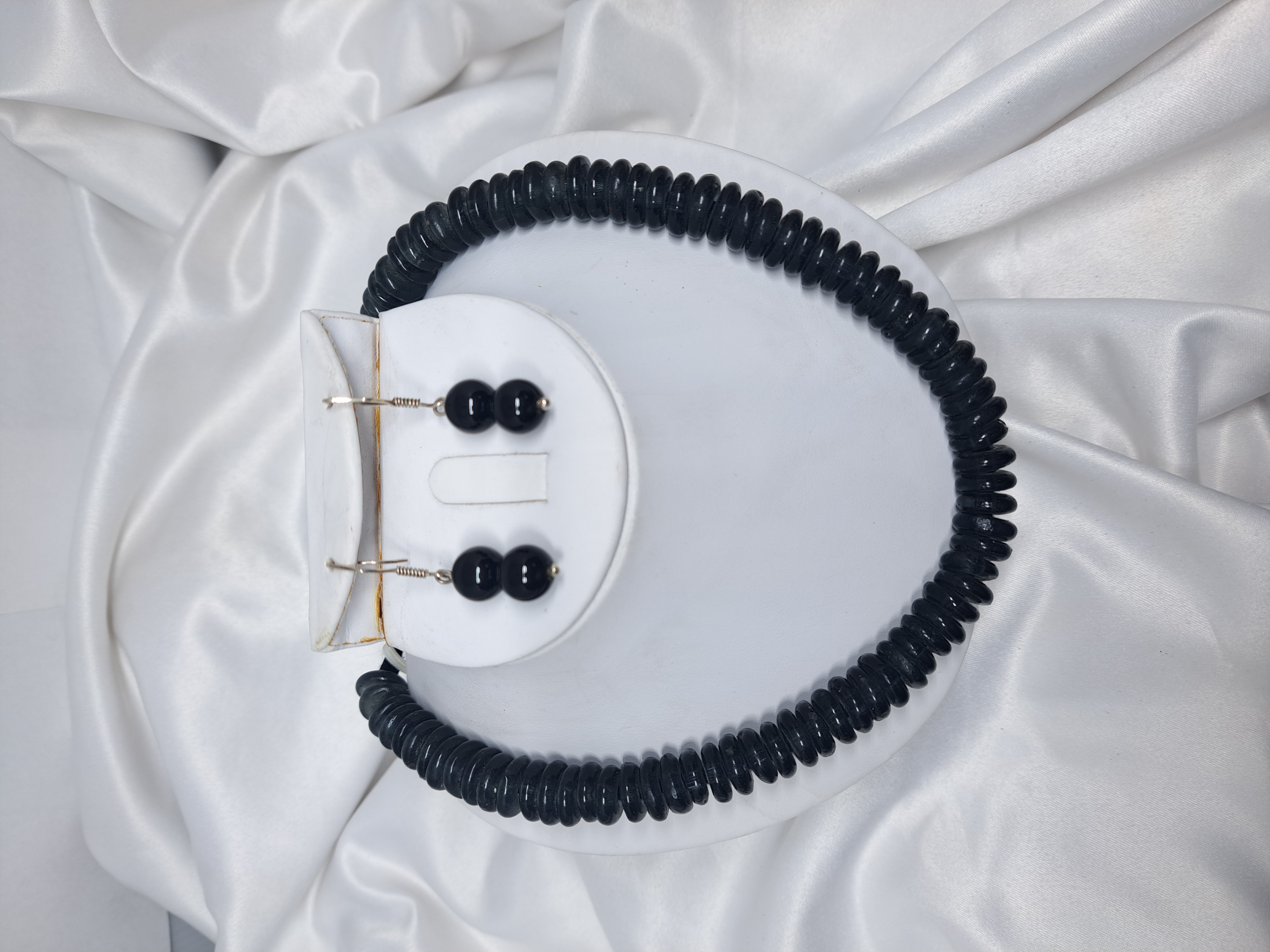 Black Krobo Bead Necklace and Earring Set