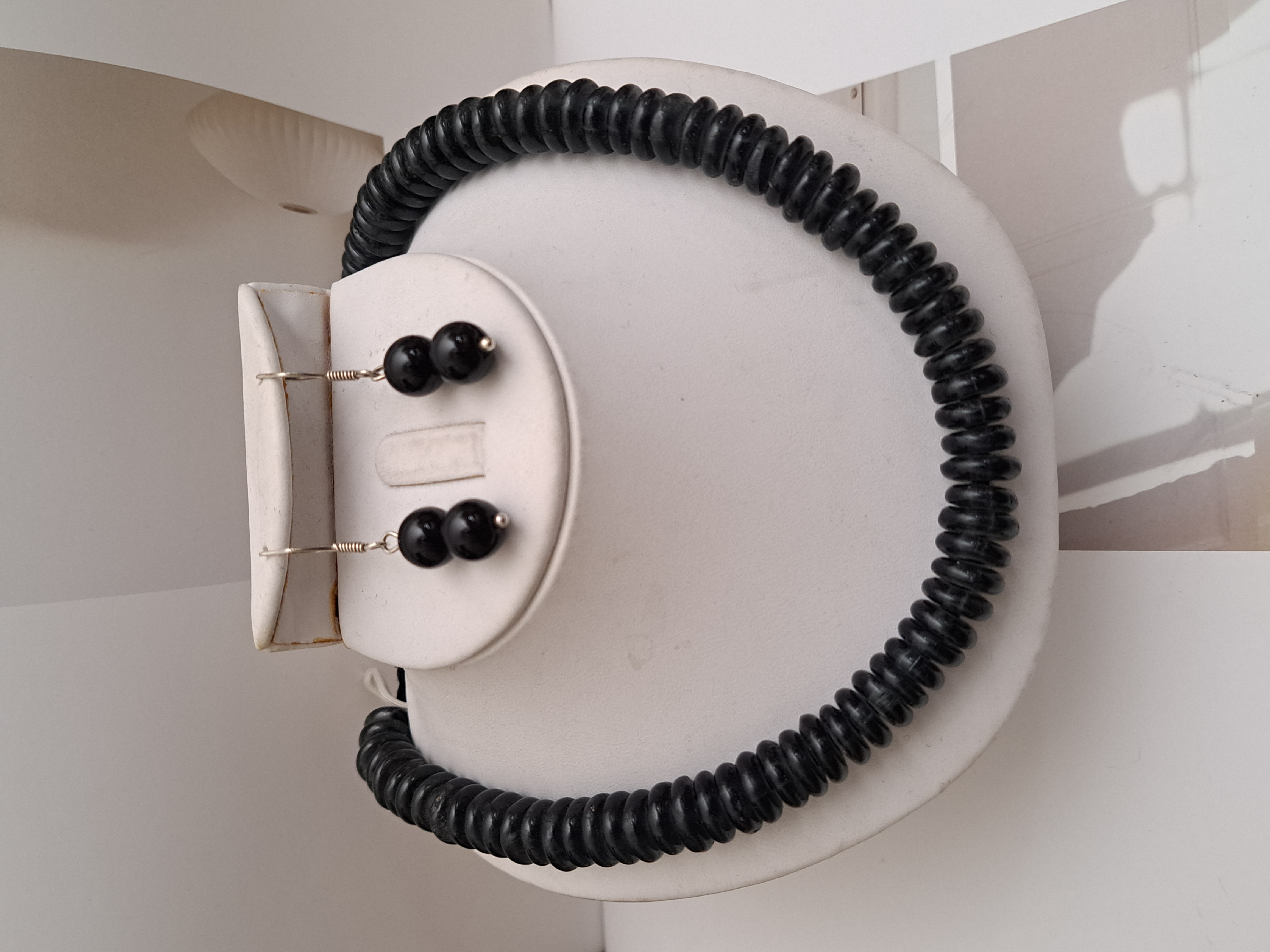 Black Krobo Bead Necklace and Earring Set