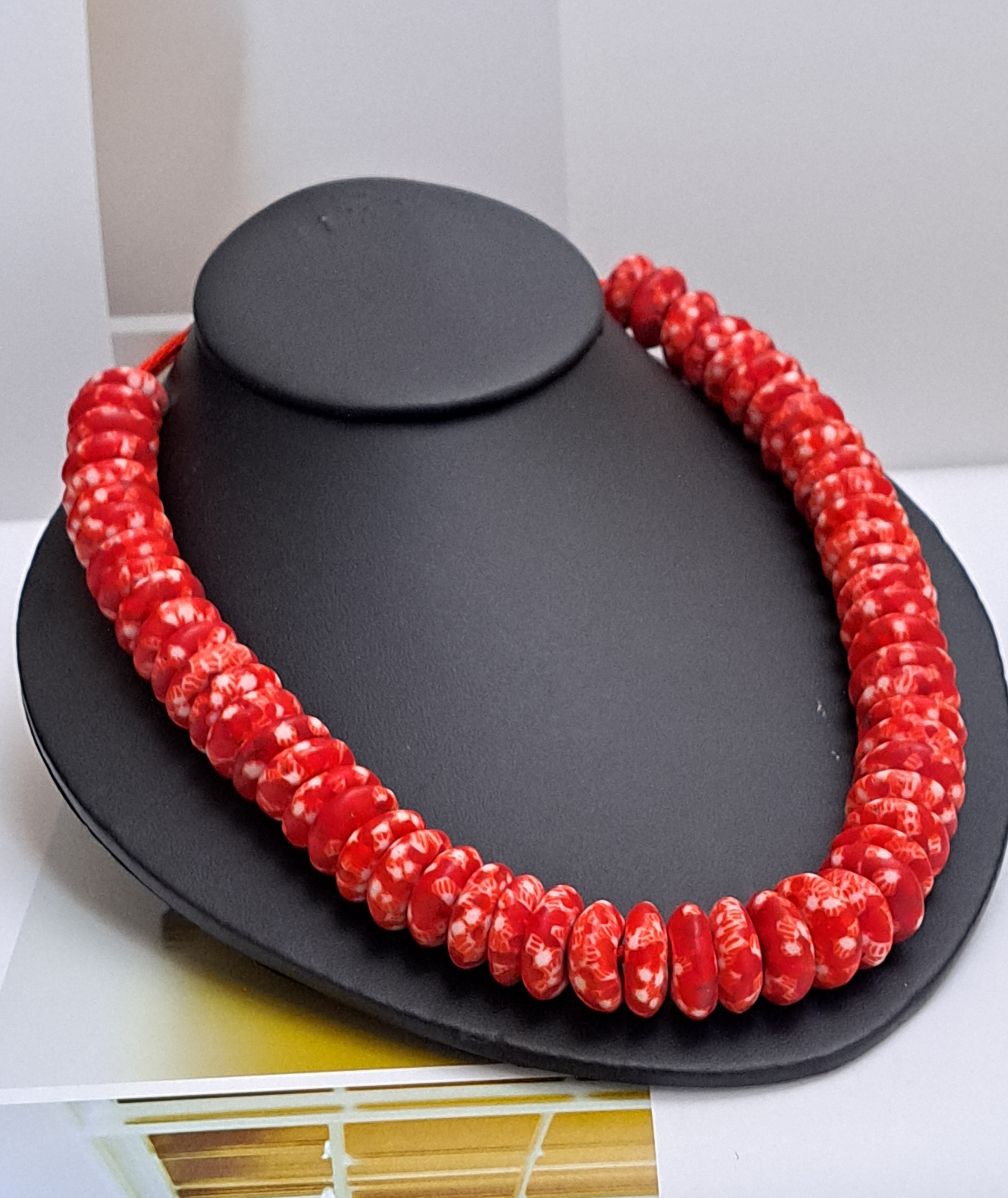 Red Krobo Bead Necklace