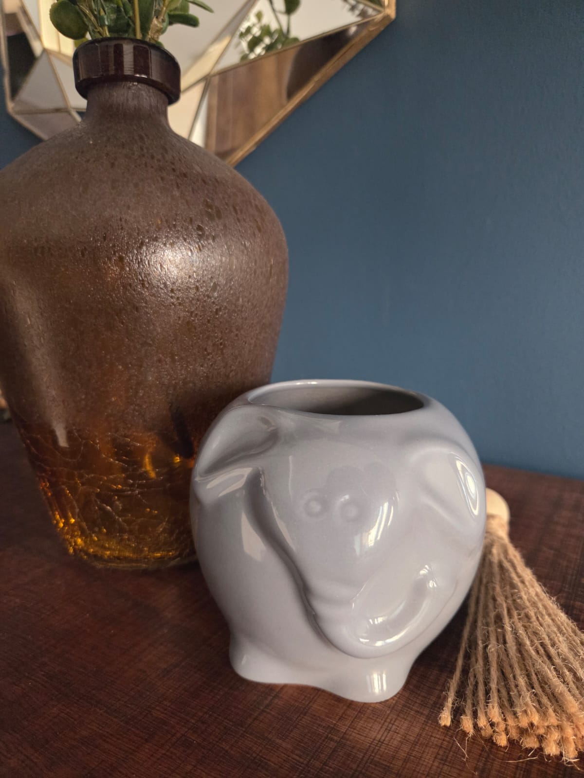 Maceta de cerámica elefante gris 