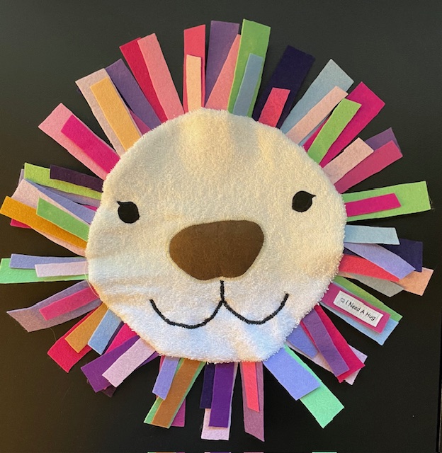 Huggable Lion Face Pillow with Felt Mane