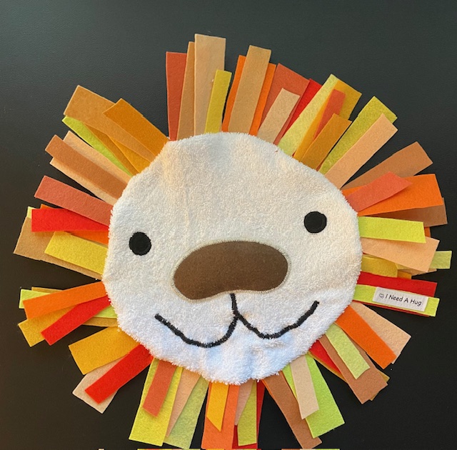 Huggable Lion Face Pillow with Felt Mane