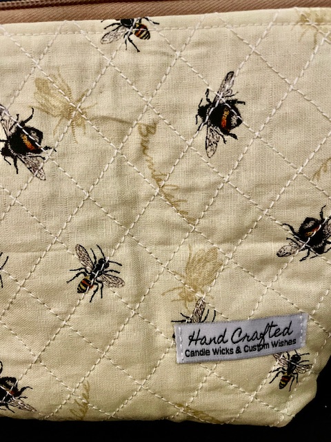 Bee Pattern Quilted Cosmetic Bag